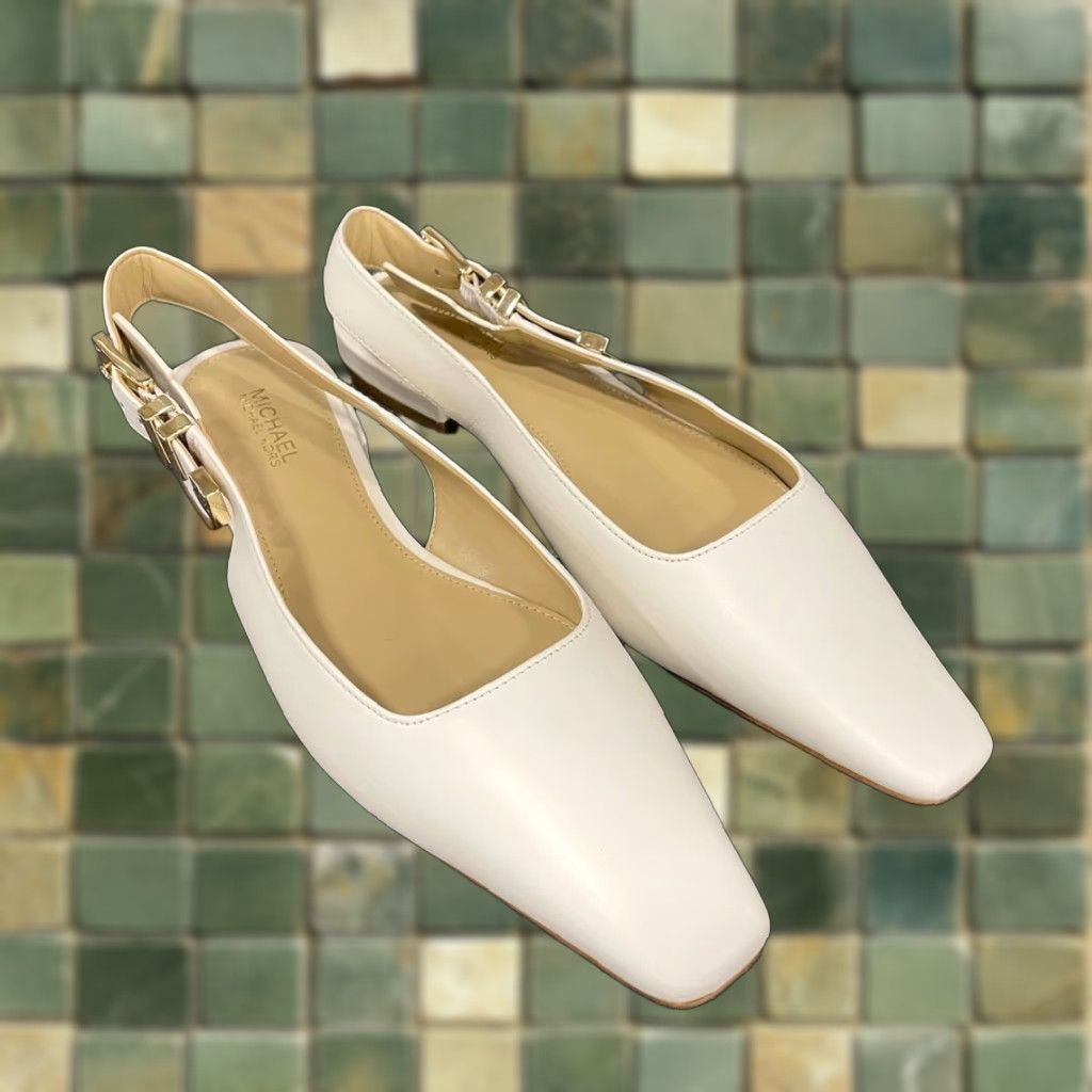 MICHAEL KORS Darrington Slingback Flats Women's Size 6 M Ivory Leather