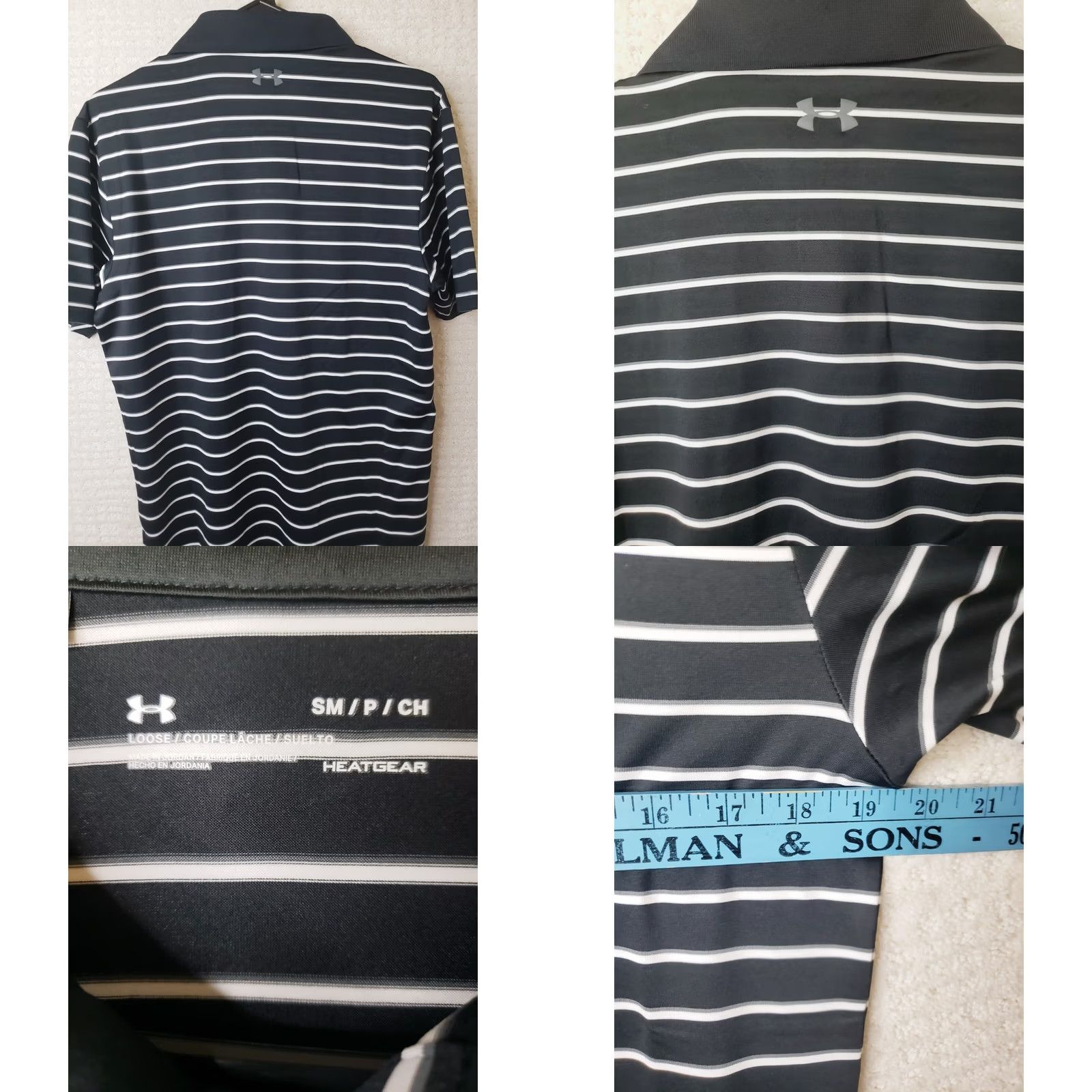 Under Armour UNDER ARMOUR HEATGEAR Polo Shirt Striped Short Sleeve Men S Black White Loose Fit Polo Collar 38 in S Regular Mens Size US S / EU 44-46 / 1 - 8 Thumbnail