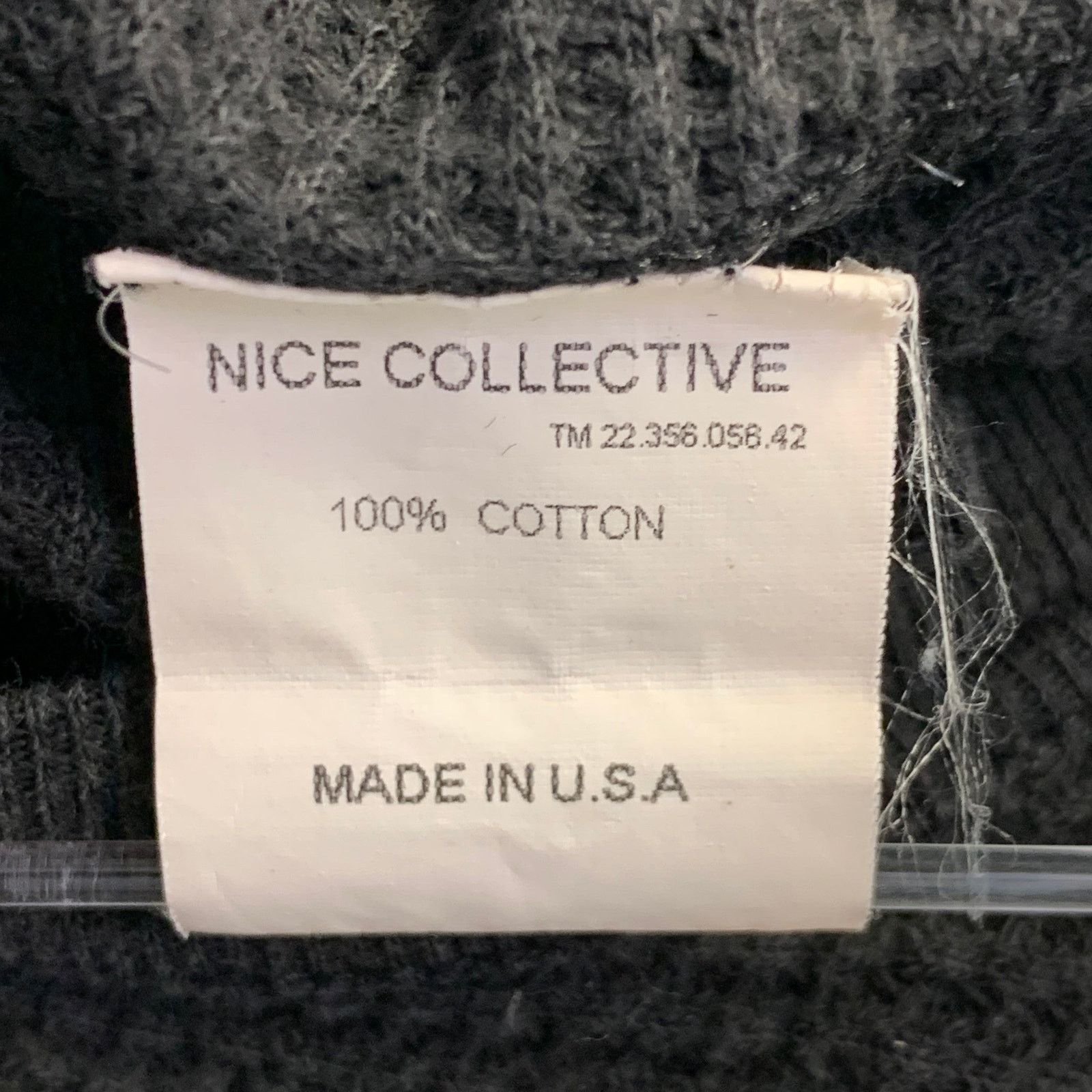 Nice Collective Size L Black White Waffle Knit Cotton Long Sleeve Pullover Size US L / EU 52-54 / 3 - 6 Thumbnail