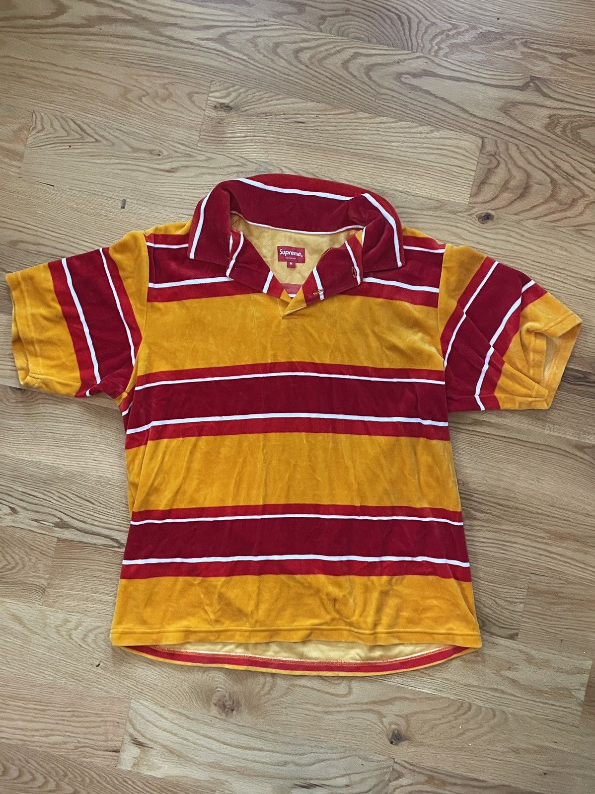Supreme Supreme Stripe Velour Polo Shirt | Grailed