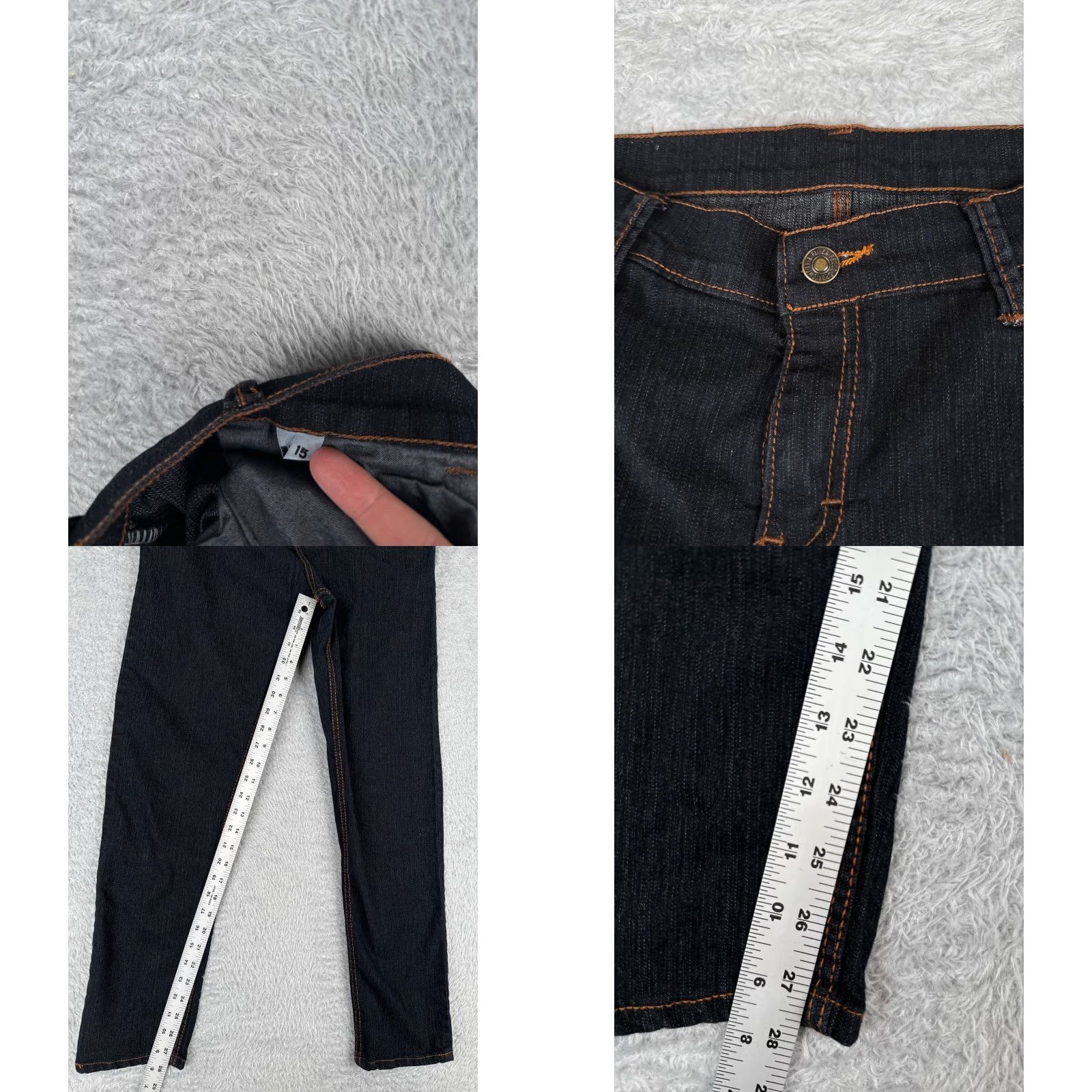 Denime VINTAGE Jeans Women 15 Black Denim Straight Leg Embrodiered Floral Mexico Duuba 32x28 Size 36" / US 14 / IT 50 - 8 Thumbnail