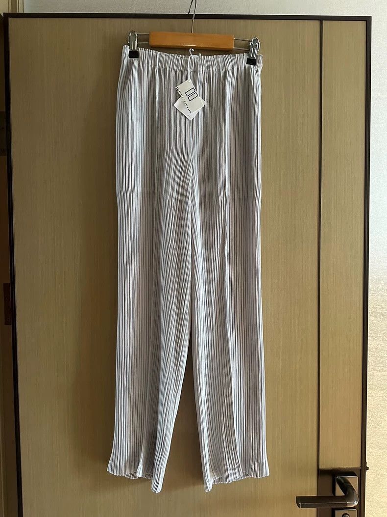 Issey Miyake Issey Miyake size:1 Light grey toothpick patterned straigh Size 31" - 1 Thumbnail