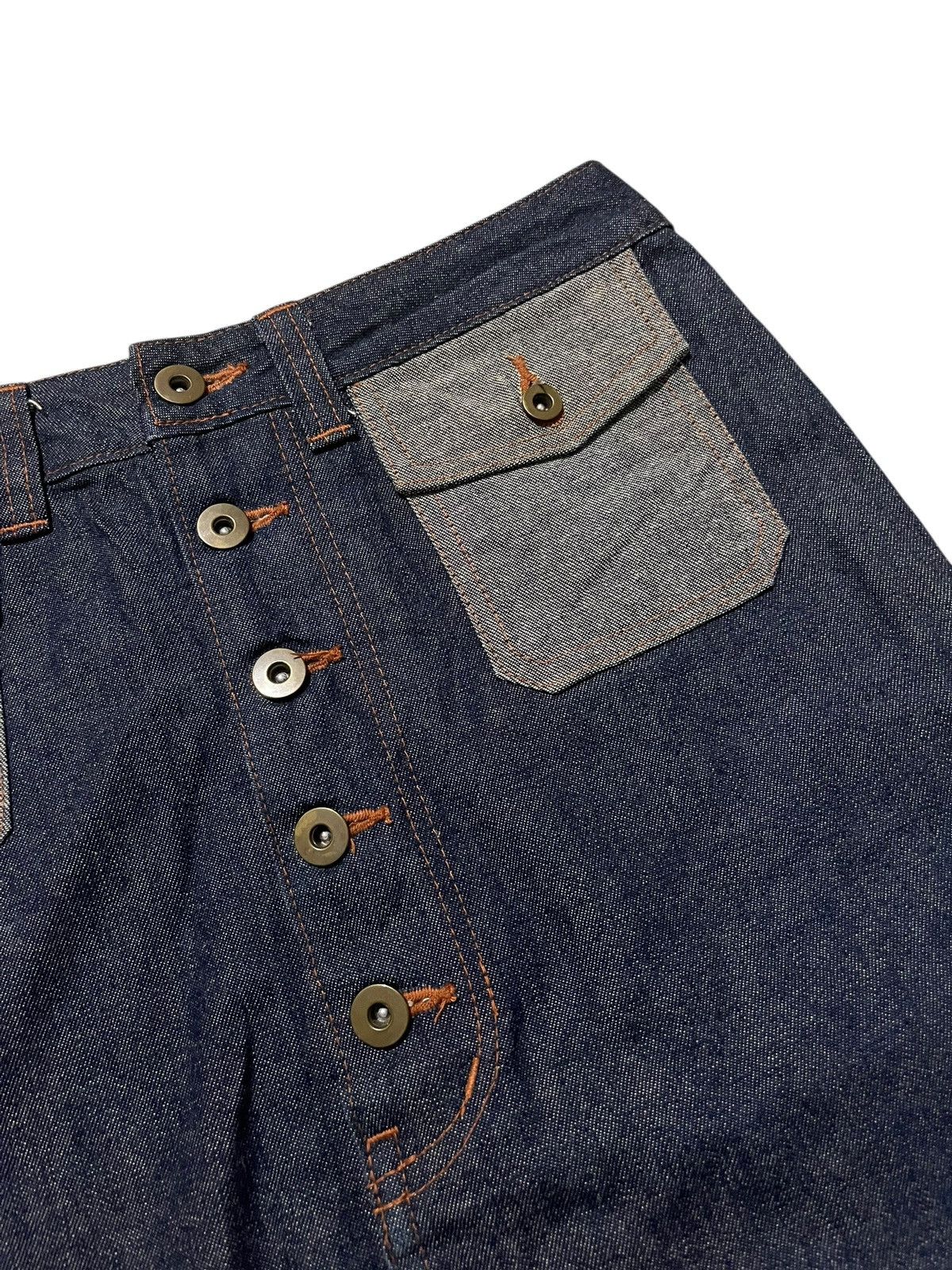 Japanese Brand 2000s Super Lovers Japanese Denim Raw Two-Tone Skirt Size 29" - 3 Thumbnail