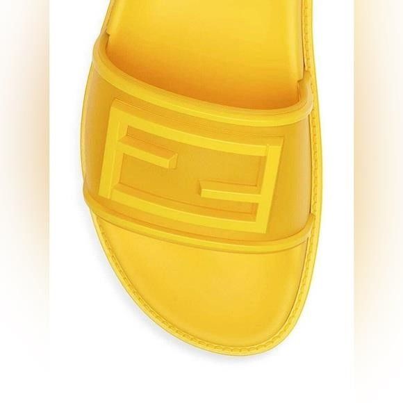 Fendi NEW - FENDI Logo-Embossed Baguette Rubber Slide Sandals - Ye Size US 7.5 / EU 40-41 - 8 Thumbnail