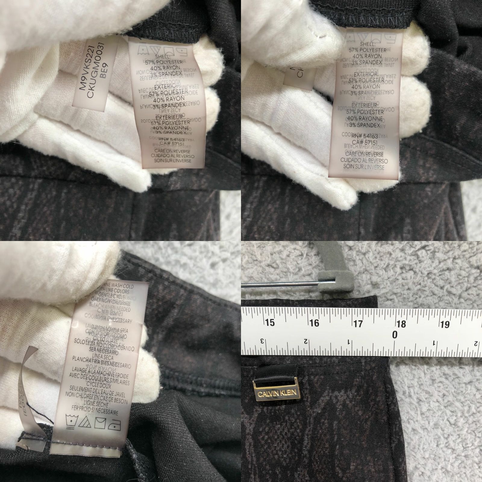 Calvin Klein Calvin Klein Ponte Leggings Pants Womens L Snakeskin Print Black Gray High Rise Size 36" / US 14 / IT 50 - 8 Thumbnail