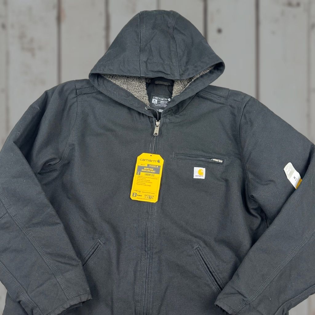 Carhartt VINTAGE Carhartt Jacket Womens XL Black Washed Duck Sherpa Lined Hooded Loose Fit Condura Size XL / US 12-14 / IT 48-50 - 1 Thumbnail