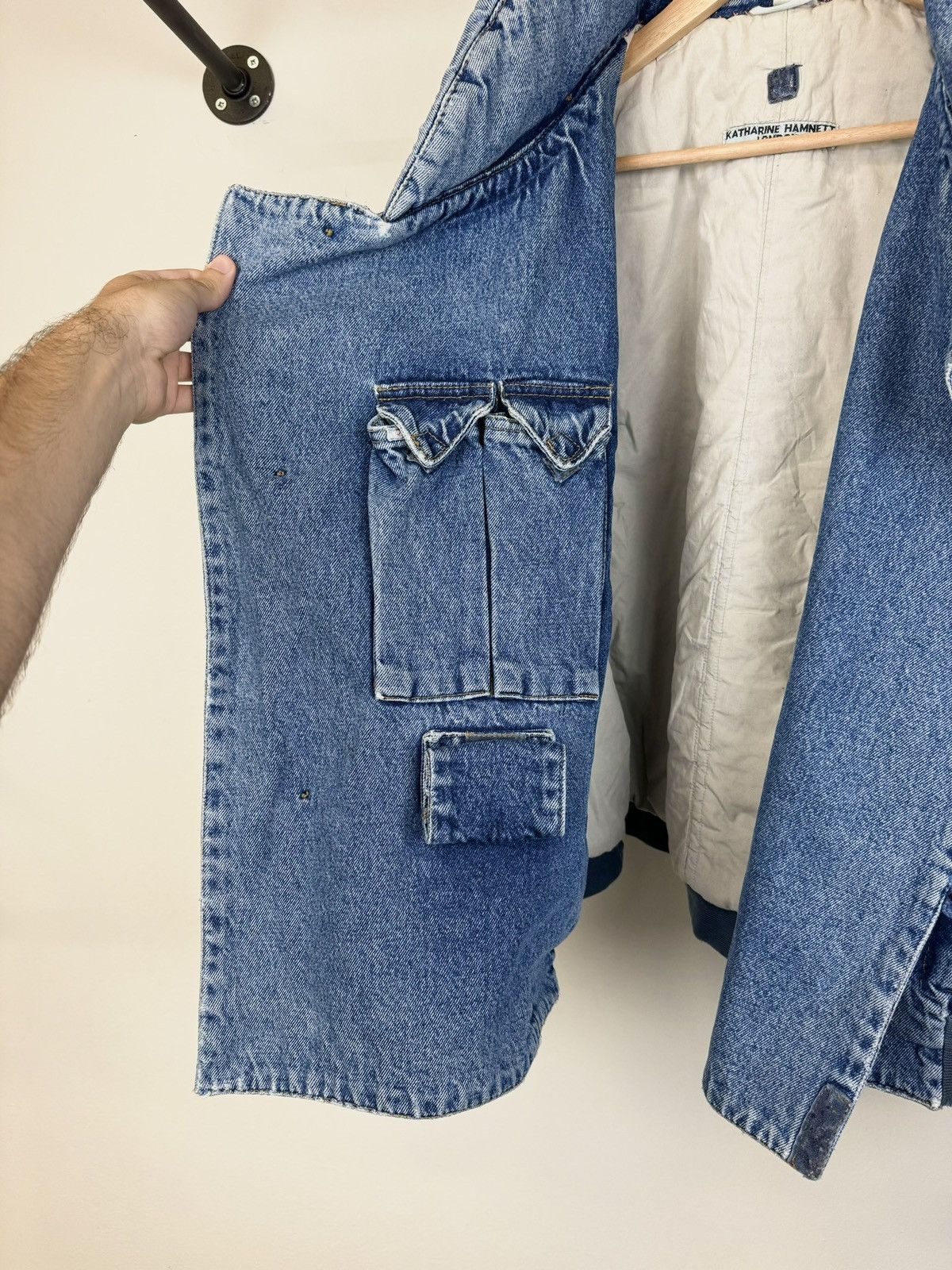 Katharine Hamnett London 1980s Katharine Hamnett padded denim double breasted bomber Size US XL / EU 56 / 4 - 4 Thumbnail