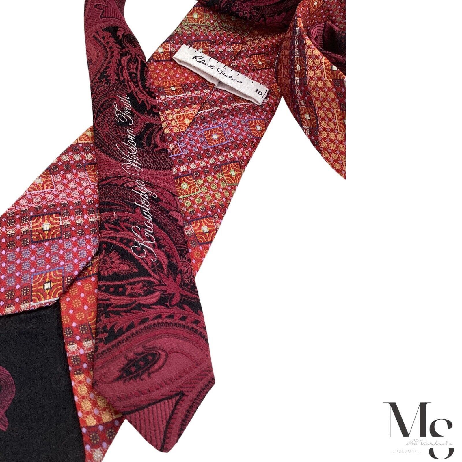 Robert Graham ROBERT GRAHAM XL Orange & Purple Striped Silk Tie Made In US Size ONE SIZE - 5 Thumbnail