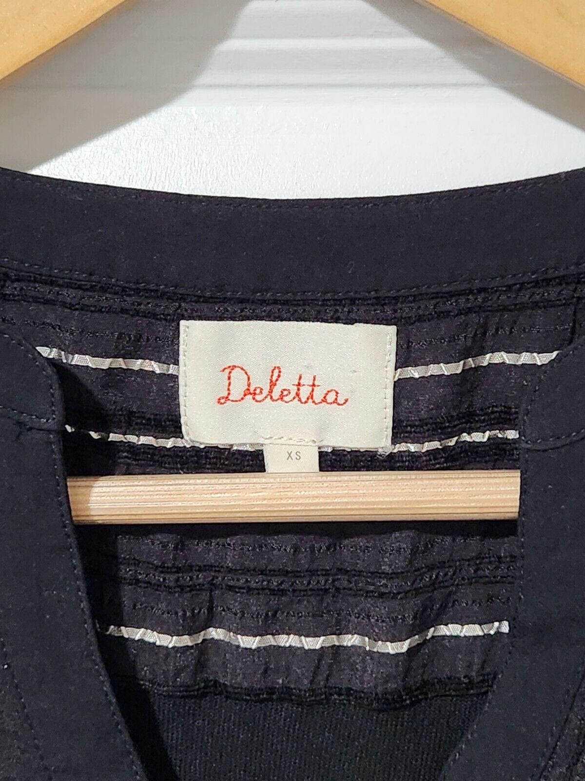 Designer Anthropologie Deletta Top Extra Small Black V Neck High Low Size XS / US 0-2 / IT 36-38 - 4 Thumbnail