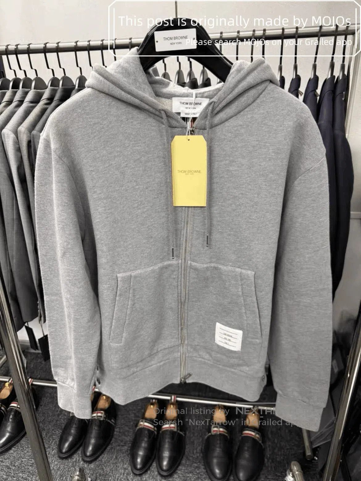 Sz 2 Thom Browne Back Triple Stripe Hoodie.