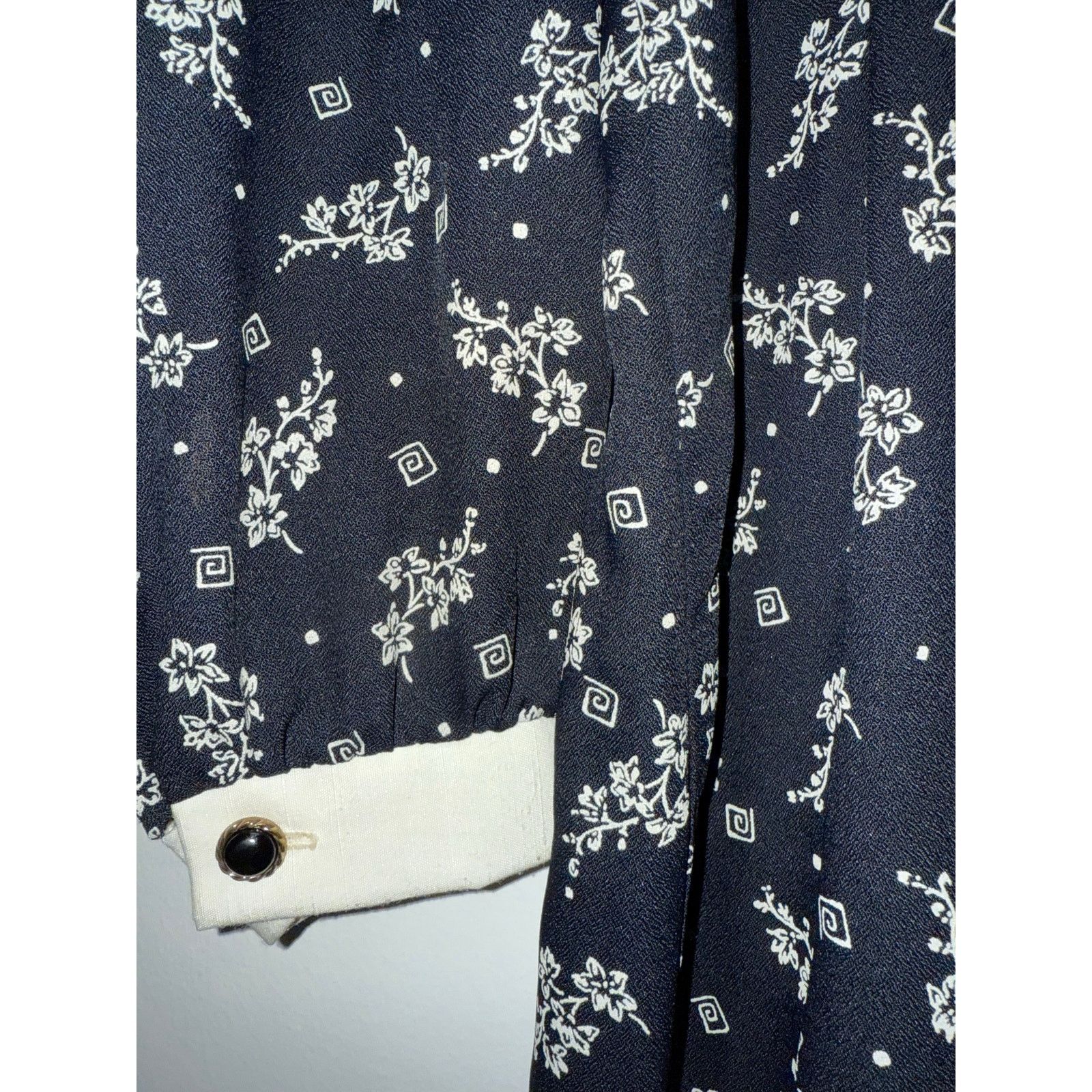 Vintage Vintage Union Made Secretary Black White Floral Dress Med Size M / US 6-8 / IT 42-44 - 5 Thumbnail