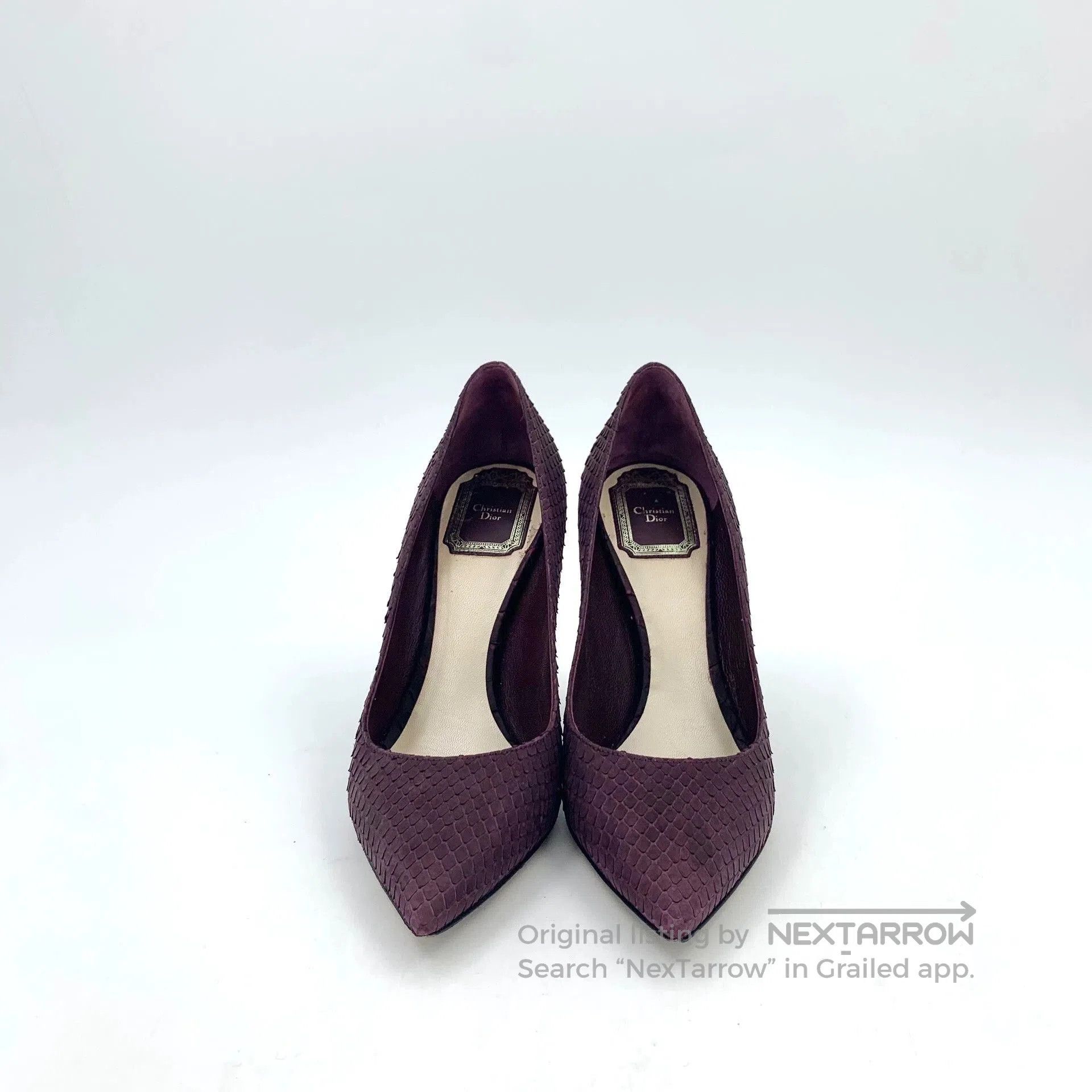 Dior Dior Purple Snakeskin Pointed Heels. Size US 5.5 / EU 38 - 3 Thumbnail