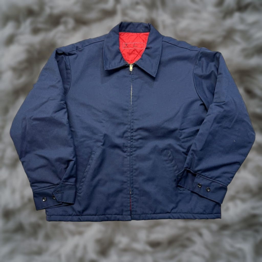 Vintage VINTAGE Uniform Work Jacket Bomber Jacket Mens XL Blue Full Zip Cotton Blend Canvas Quilt Lined 60s Size US XL / EU 56 / 4 - 1 Thumbnail