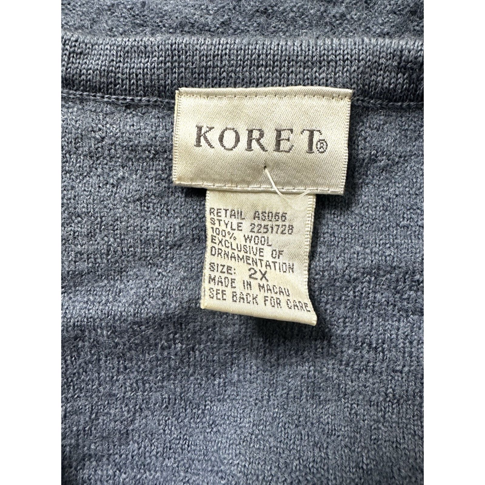 Vintage VINTAGE Koret Sweater Vest Woman 2XL Blue Floral Embroidered Wool Button Knit Collarless Bohemian 80s Spring Winter Women Size XXL / US 16-18 / IT 52-54 - 6 Thumbnail