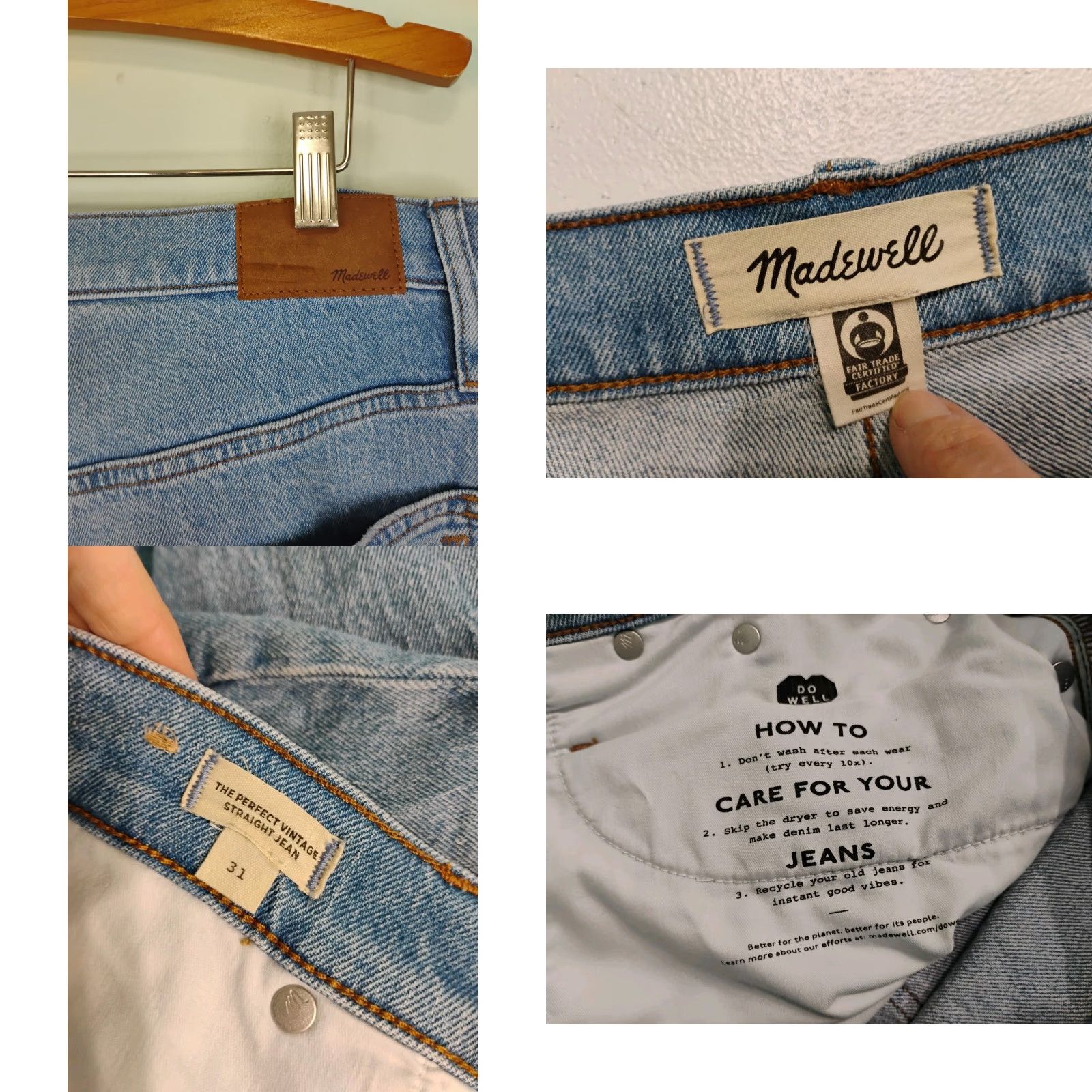 Madewell VINTAGE Madewell The Perfect Vintage Straight Jean Womens Actual Size 35x29 Size 24" / US 00 / IT 34 - 9 Thumbnail