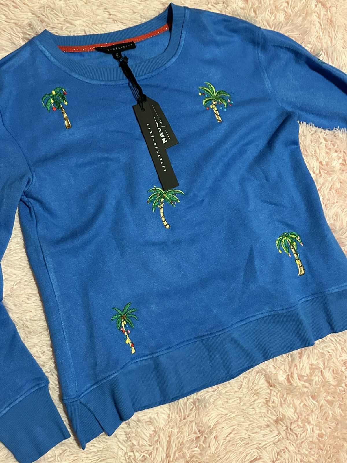 Other NWT Oversized Blue Jane + Delancey Light Palm Tree Sweater Size XS / US 0-2 / IT 36-38 - 4 Thumbnail