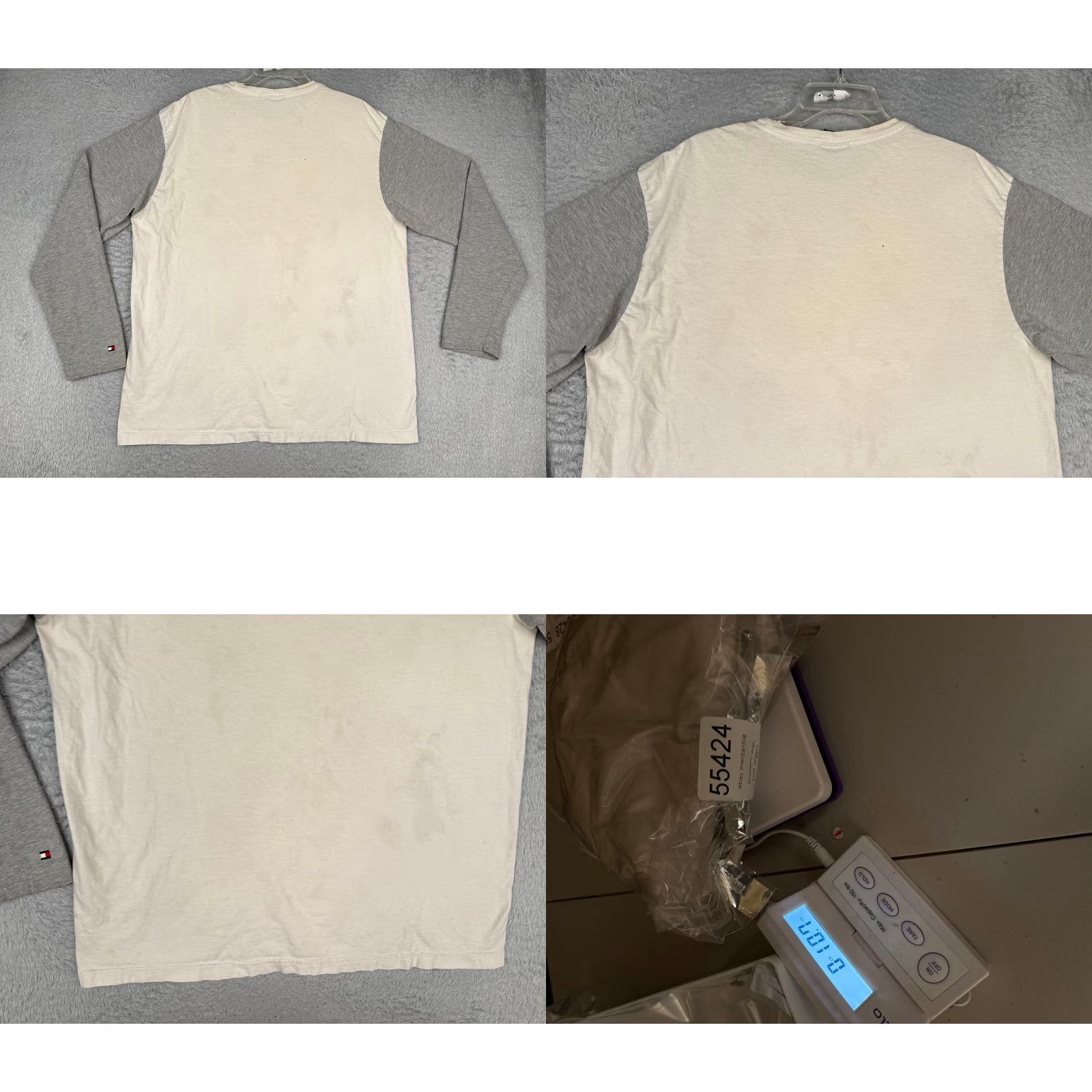 Tommy Hilfiger Tommy Hilfiger Shirt Adult Large White Gray Crew Long Sleeve Cotton Blend Shirt Mens Long Sleeve Crew Neck Logo Jersey Cotton Blend T-Shirt Size US L / EU 52-54 / 3 - 9 Thumbnail
