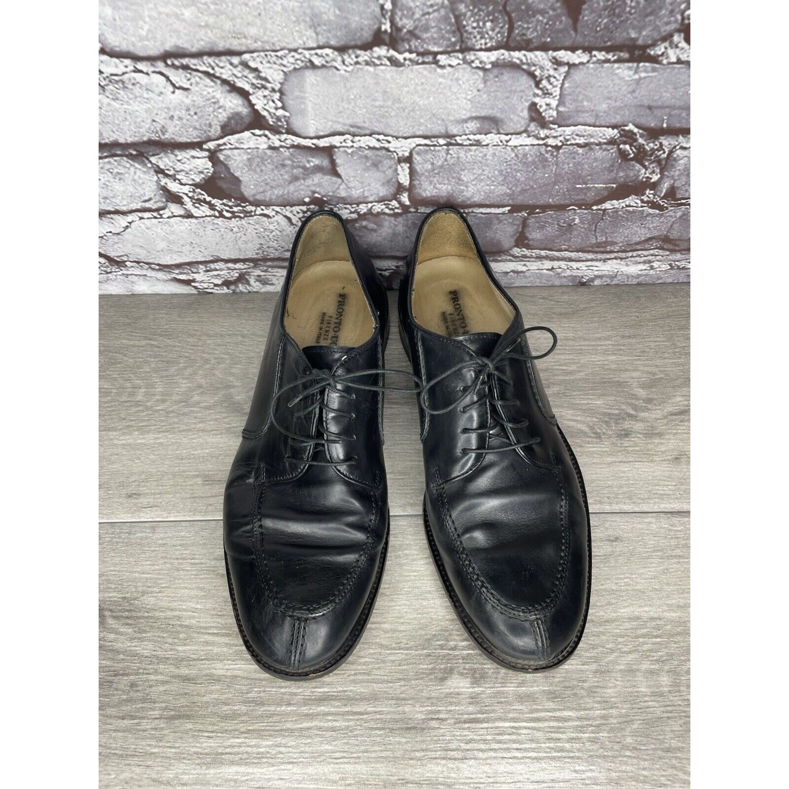 Pronto Uomo PRONTO UOMO Black Leather Split Toe Oxfords Lace Up Shoes Me Size US 10.5 / EU 43-44 - 10 Thumbnail