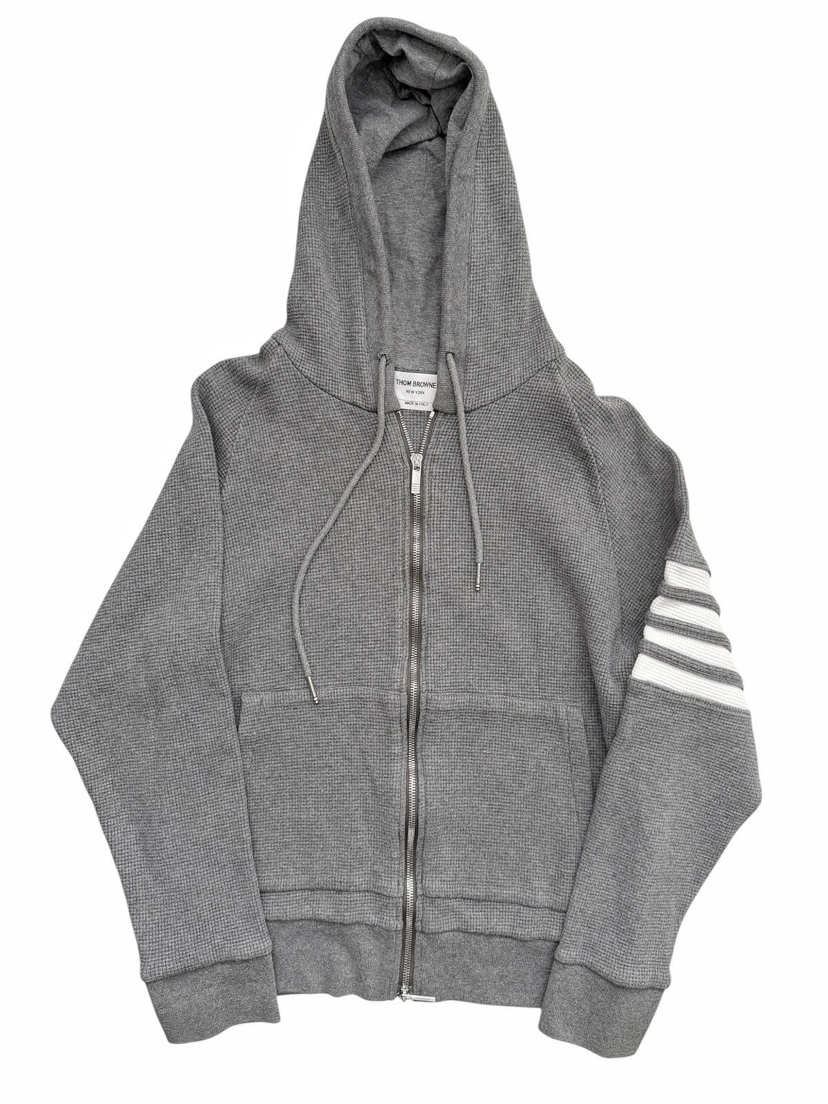 Thom Browne Heavy Engineered Waffle Zip Bar Thermal Hoodie Size US M / EU 48-50 / 2 - 1 Thumbnail