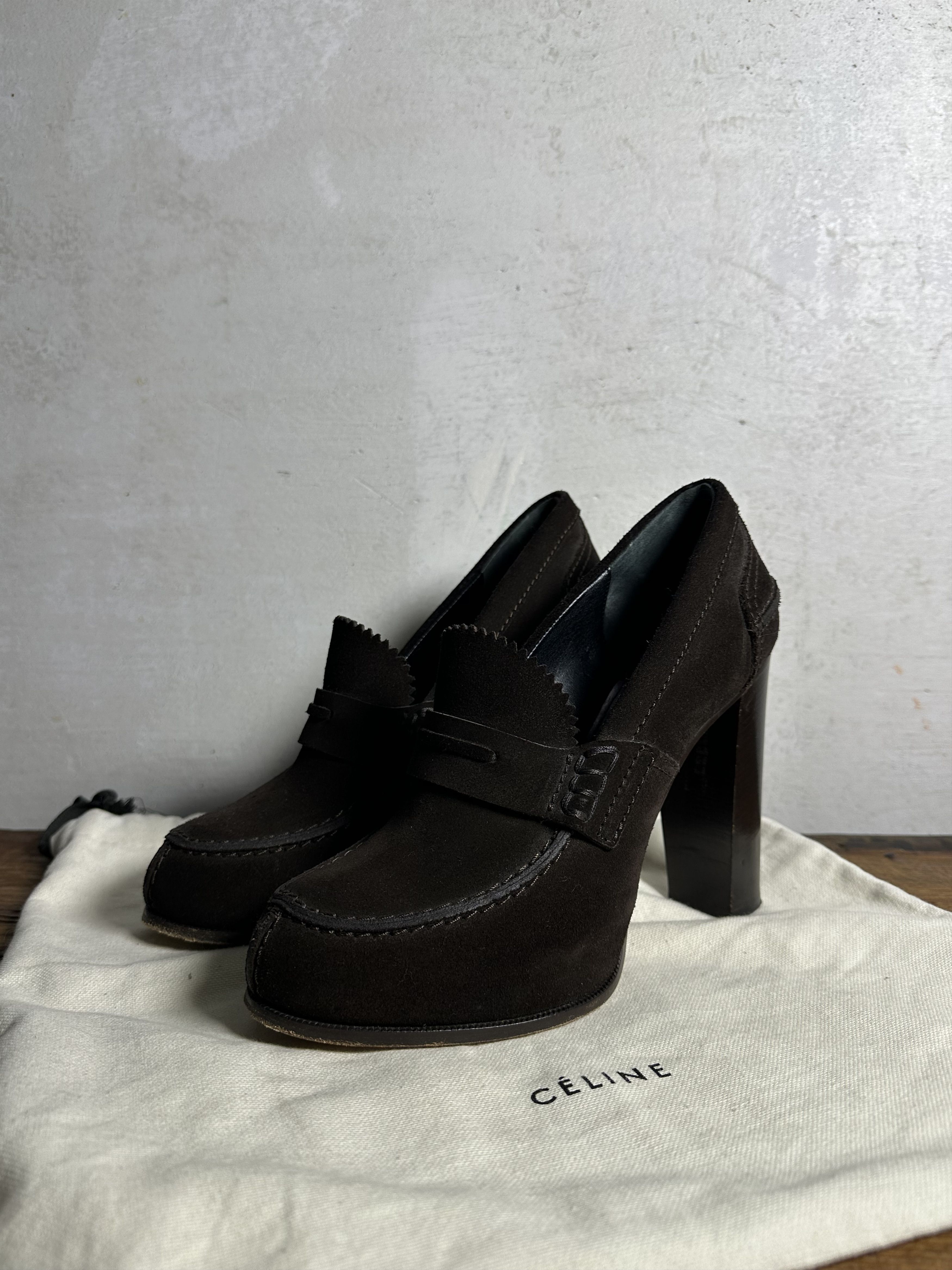 Celine Old Celine Suede Brown Heels Size US 9 / IT 39 - 14 Thumbnail