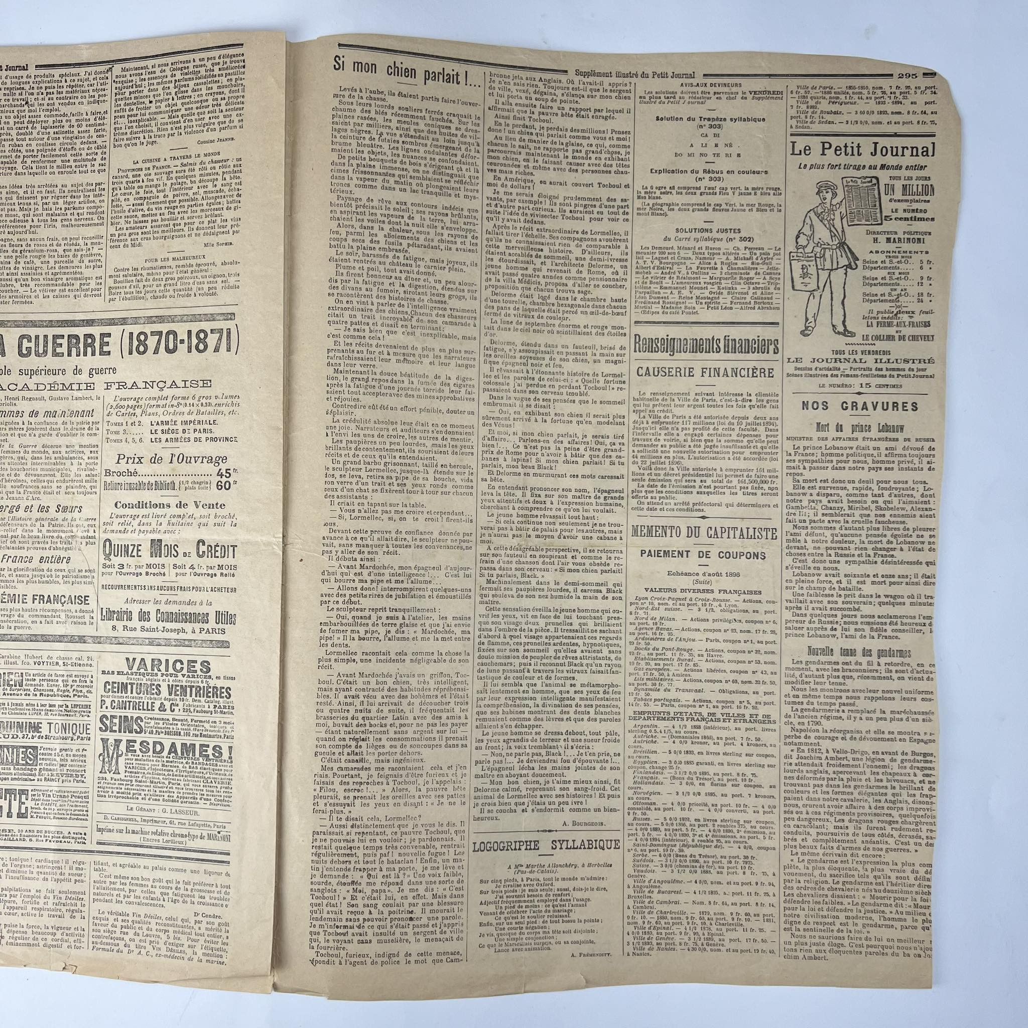 Other 1896 old France Newspaper Le Petit Journal Death of Minister Size ONE SIZE - 3 Thumbnail
