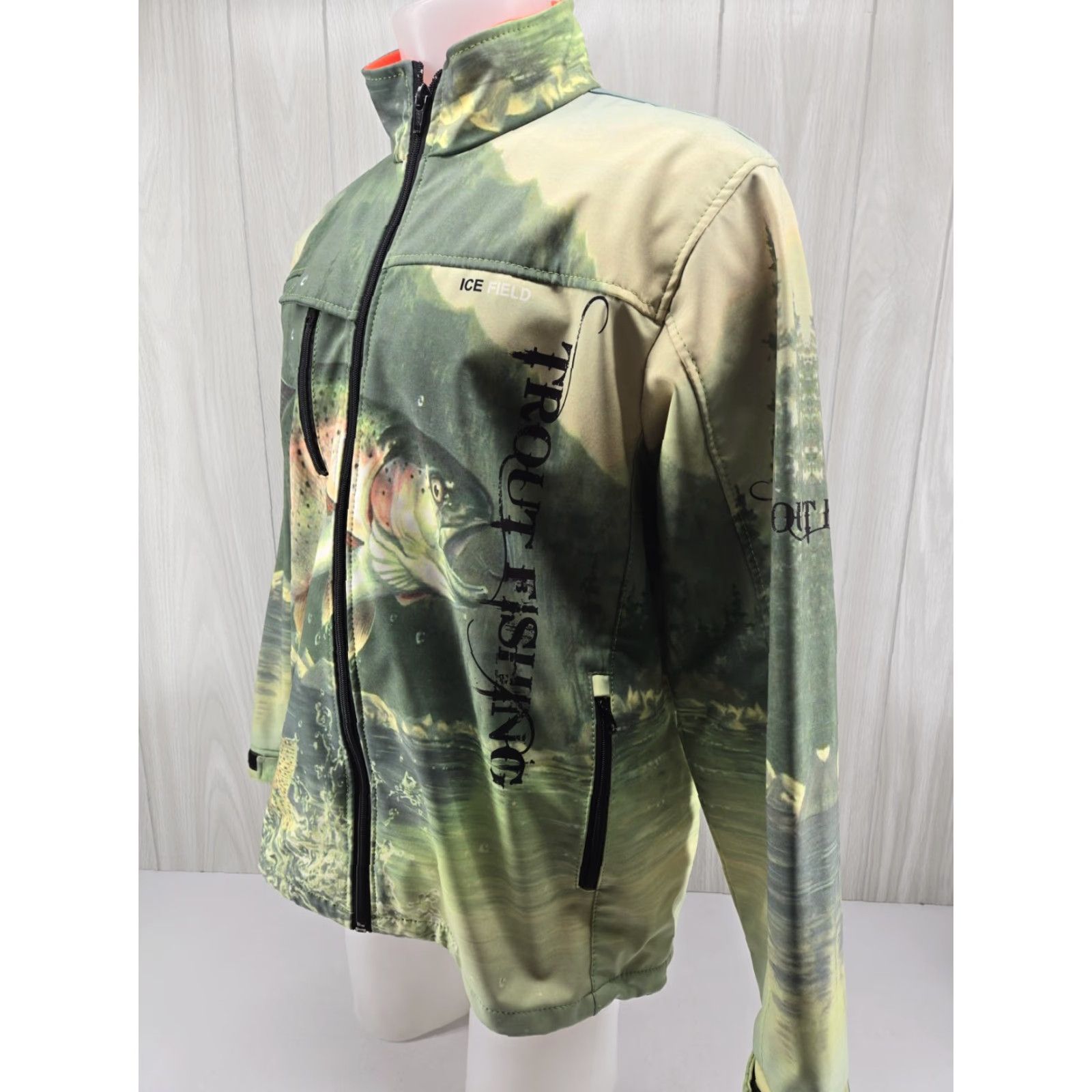 Gloverall IceField Trout Fishing All Over Print Green Gore Tex Jacket Soft Shell 2XL Mens Windbreaker Regular Size XL? Size US XXL / EU 58 / 5 - 3 Thumbnail