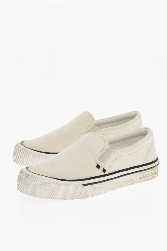 image of Bally Suede Leory Slip-On Sneakers in Beige, Men's (Size 11)