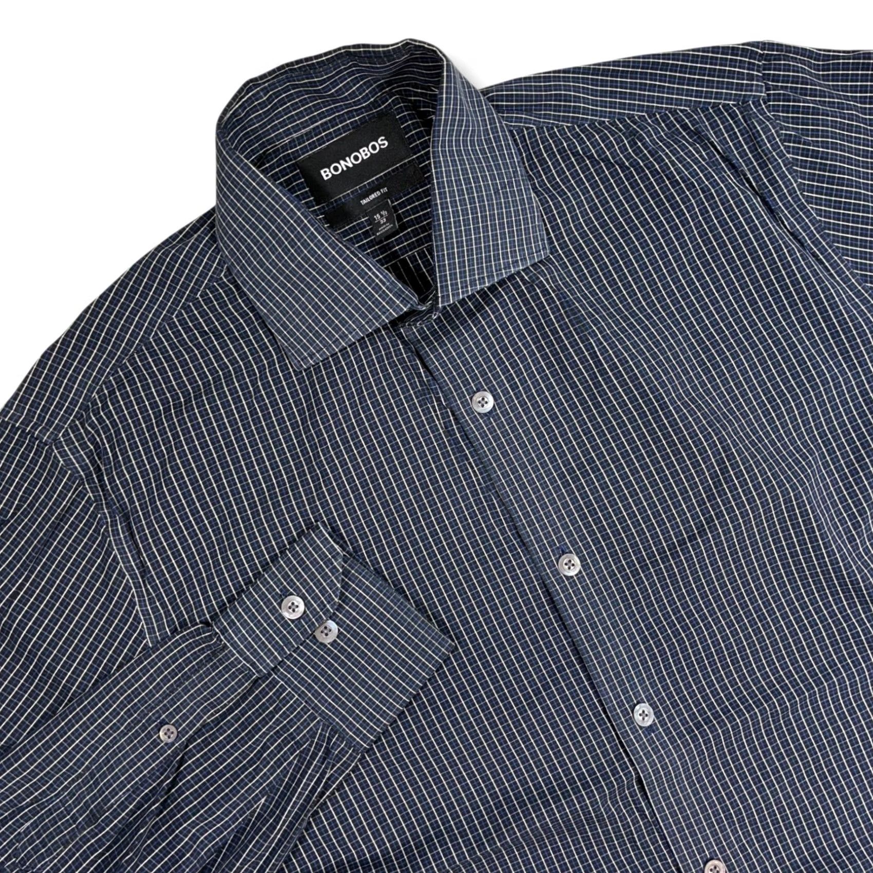 Bonobos Bonobos Dress Shirt Gingham Tailored Fit Long Sleeve Blue White 15 1/2 33 Mens Size 42R - 2 Thumbnail