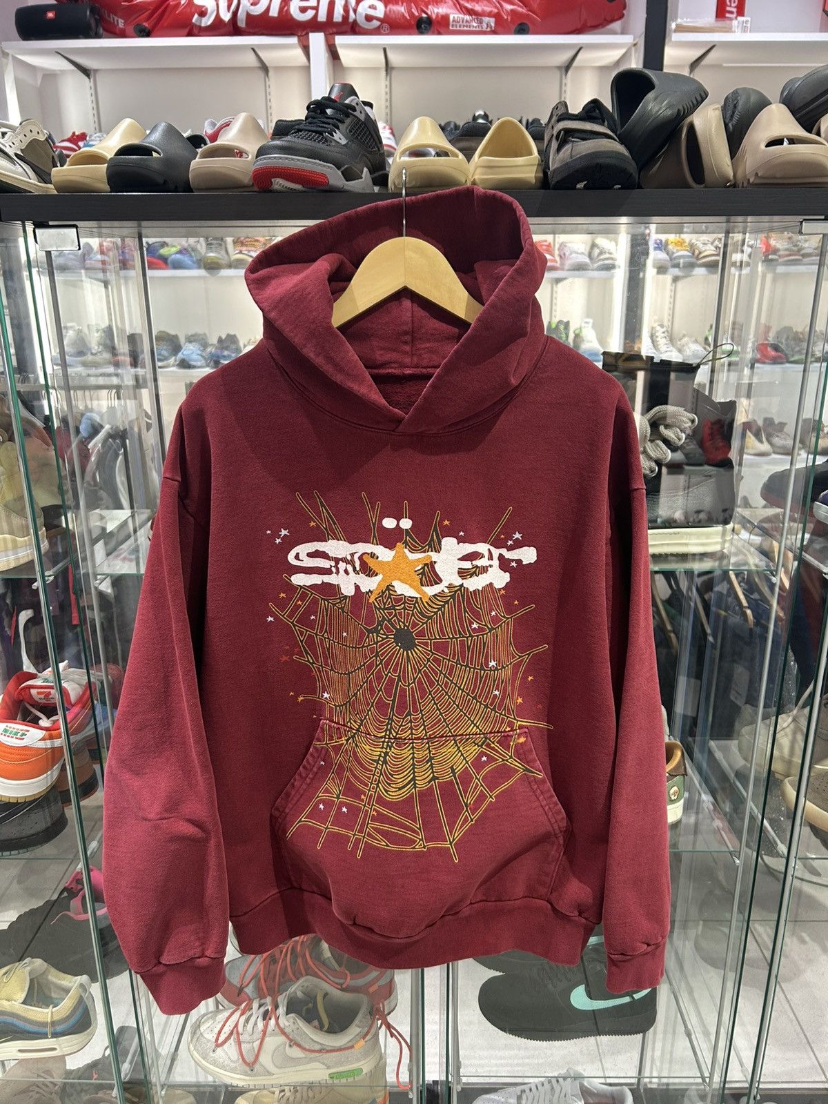 Sp5der Sp5der burgundy hoodie Size US XL / EU 56 / 4 - 1 Thumbnail