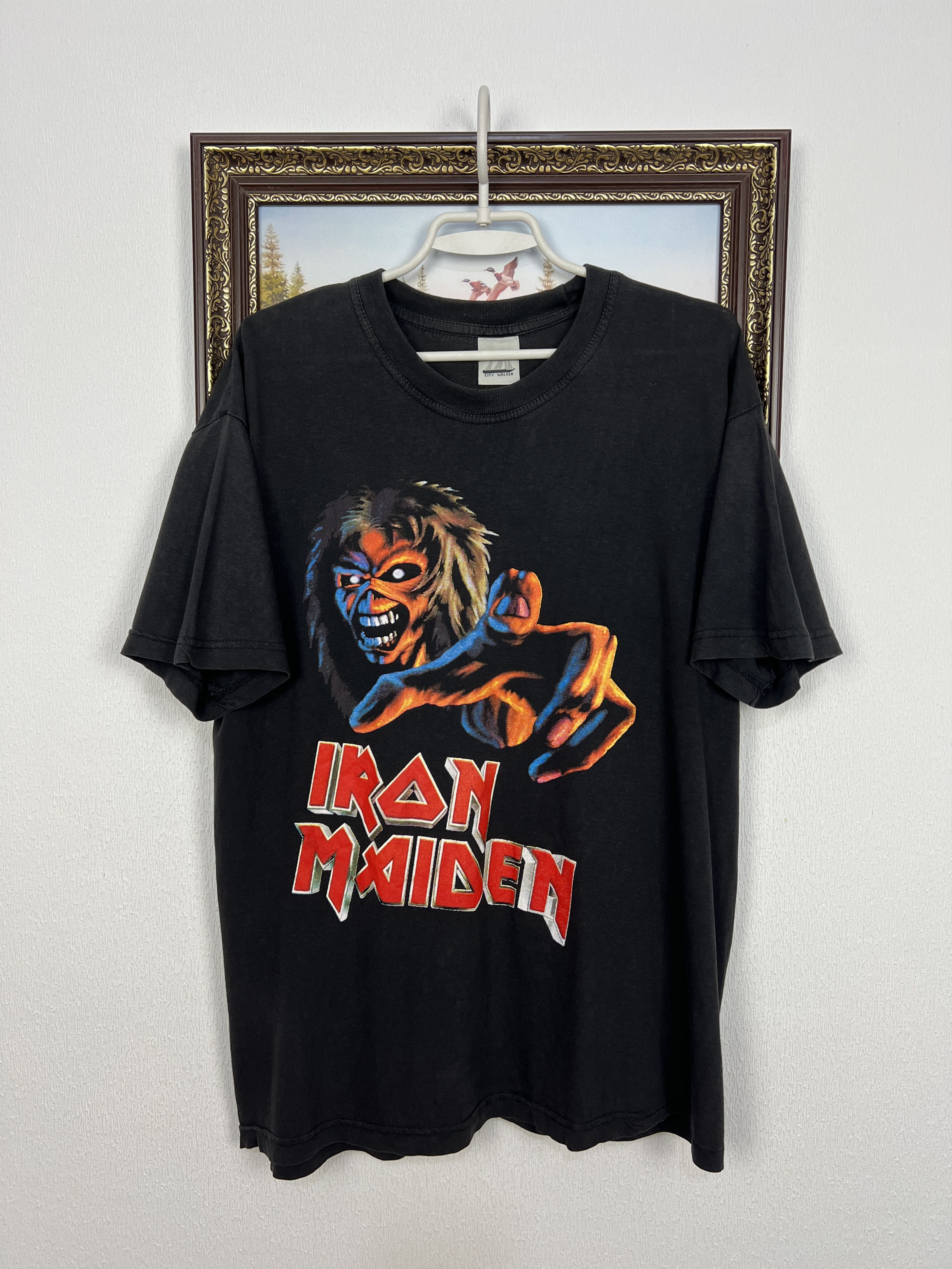 Vintage Vintage Iron Maiden Band Shirt Black Tee Over Print Grail Size US L / EU 52-54 / 3 - 1 Thumbnail