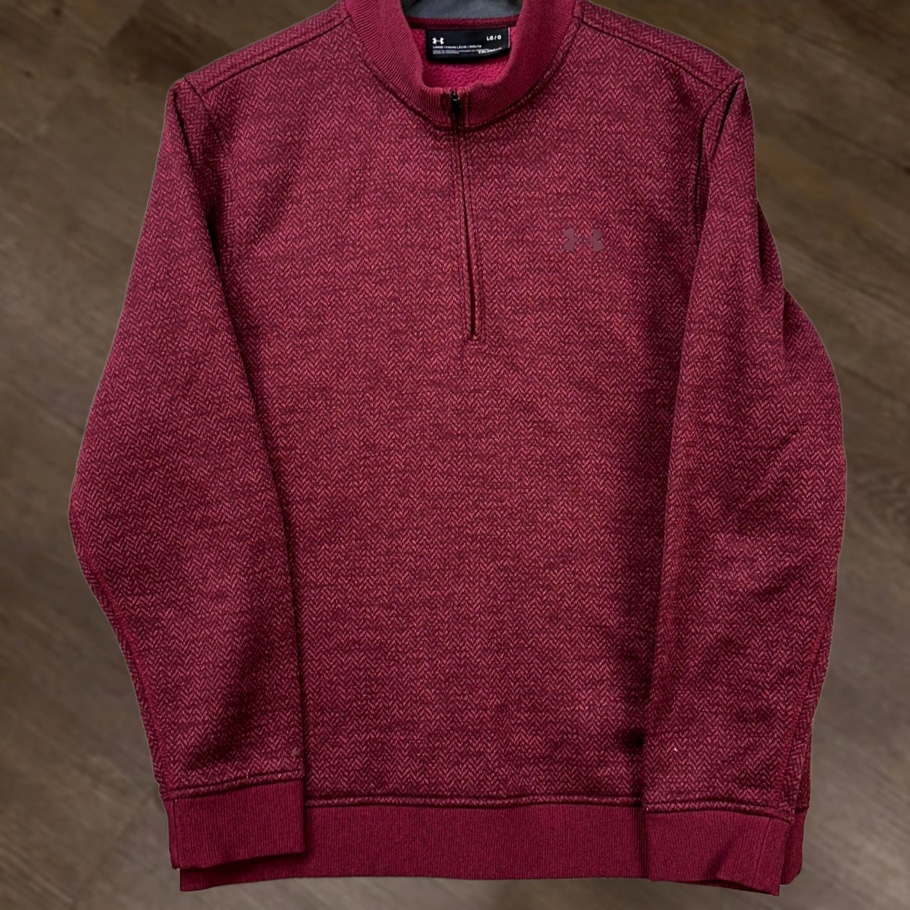 Under Armour Under Armour Cold Gear Sweatshirt Pullover Mens Large Maroon Herringbone Storm Size US L / EU 52-54 / 3 - 1 Thumbnail