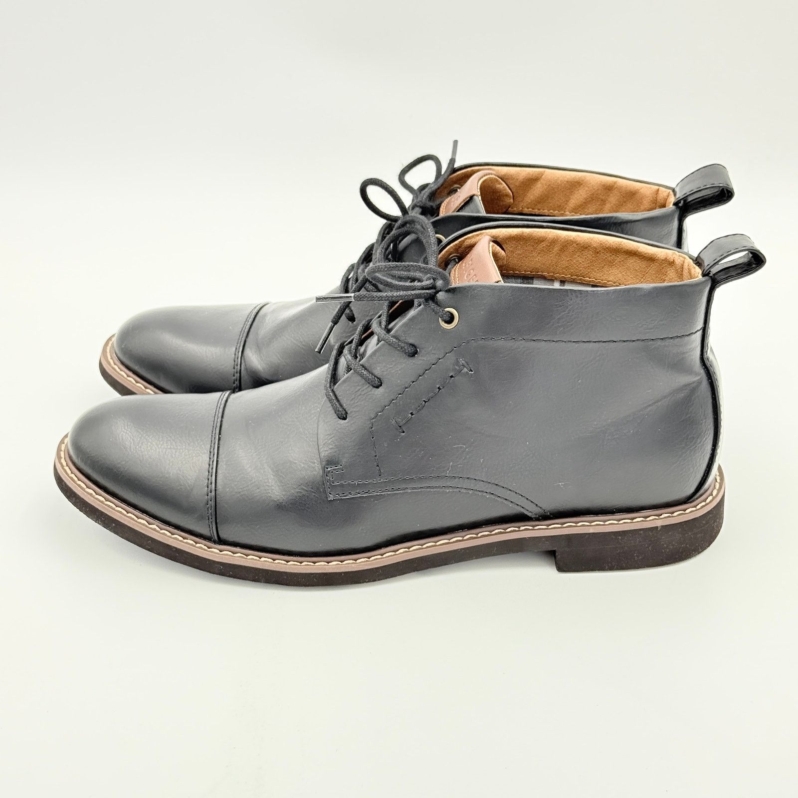 Tommy Hilfiger Tommy Hilfiger TMGIBBY Men's Black Leather Cap Toe Boots Size US 10.5 / EU 43-44 - 4 Thumbnail
