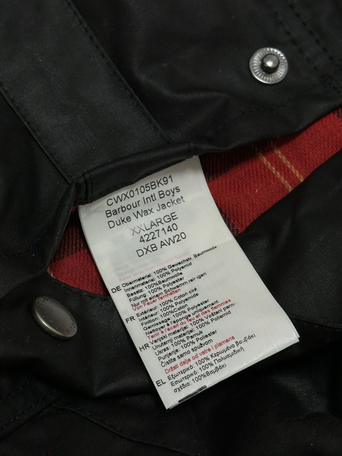 Barbour Barbour Intl Boys Duke Wax Jacket Size XXLARGE Size US S / EU 44-46 / 1 - 9 Thumbnail
