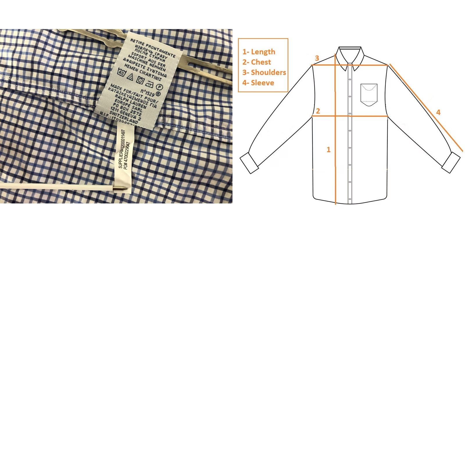 Ralph Lauren Ralph Lauren Shirt Men S Check Cotton White/Blue Button-Up Casual Long Sleeve Classic Fit Regular Size S Mens Size US S / EU 44-46 / 1 - 9 Thumbnail