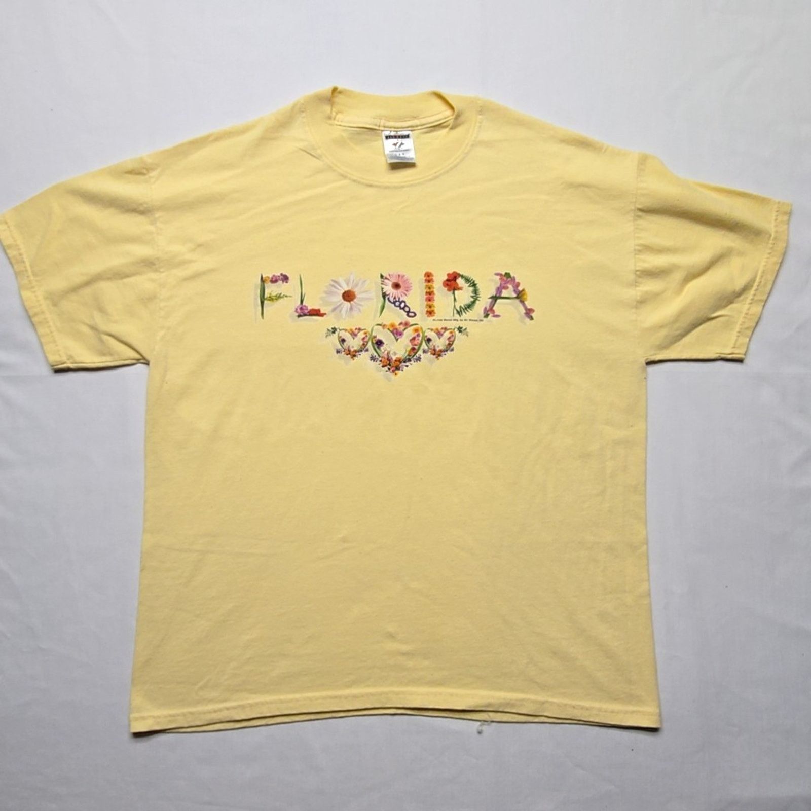 Jerzees Vintage Florida Floral T-shirt Yellow L Flower Graphic Tee Size L / US 10 / IT 46 - 1 Thumbnail