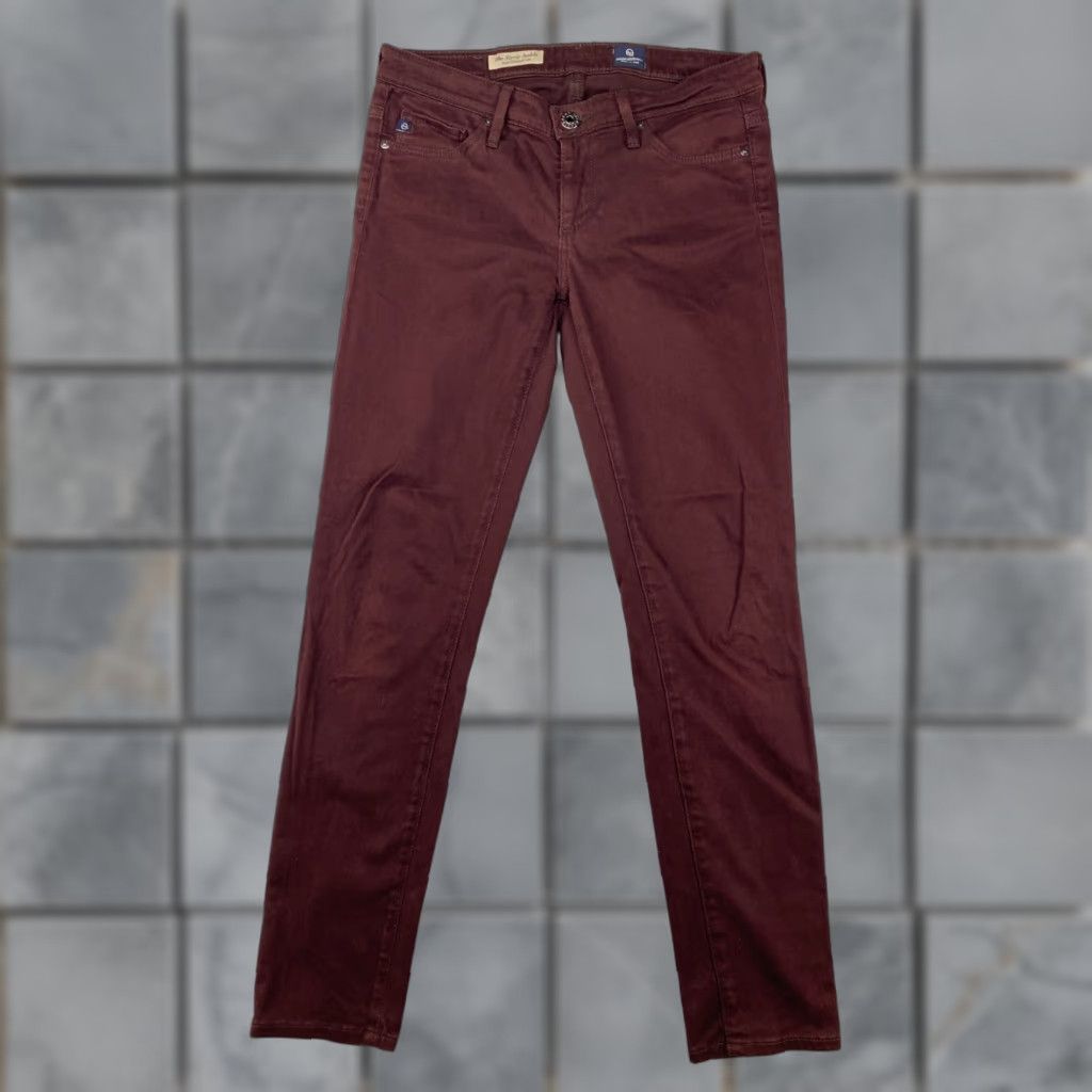 Vintage AG Adriano Goldschmied Jeans Womens 25 R Burgundy Stevie Ankle Slim Straight USA Jeans (AG Stevie) Apple?? Size 42" / US 20 - 1 Thumbnail
