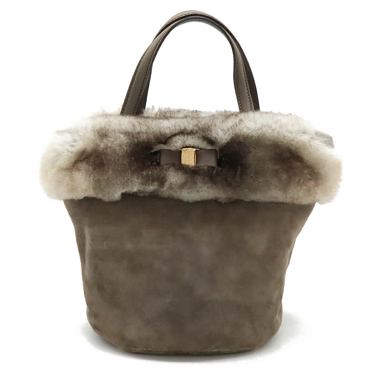 Salvatore Ferragamo Salvatore Ferragamo Salvatore Ferragamo Vara Lapin Suede Leather Handbag Natural Material Handbag Size ONE SIZE - 1 Thumbnail