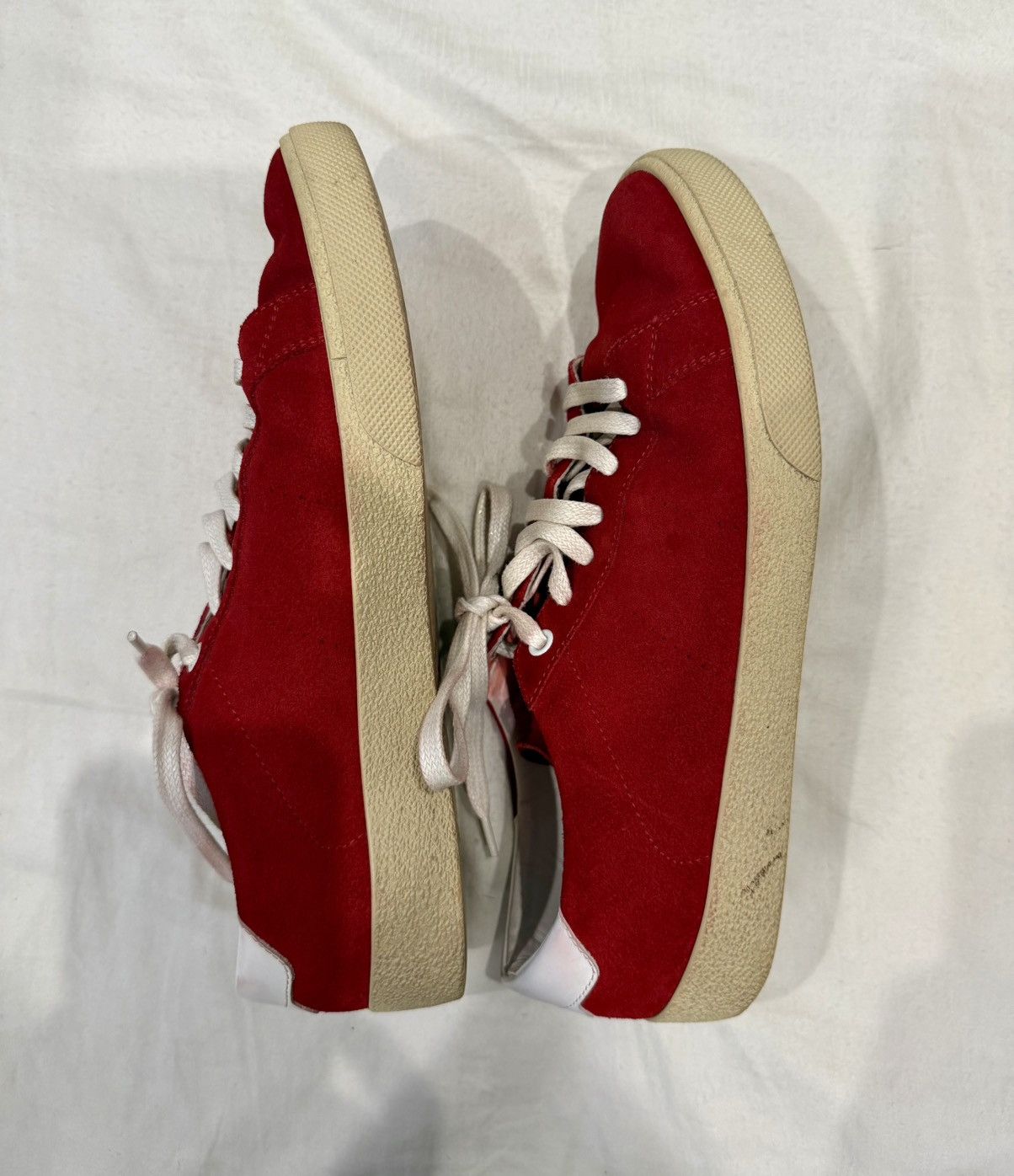 Saint Laurent Paris Saint Laurent Red Suede Low-Top Sneakers – EU 40 Size US 7 / EU 40 - 5 Thumbnail