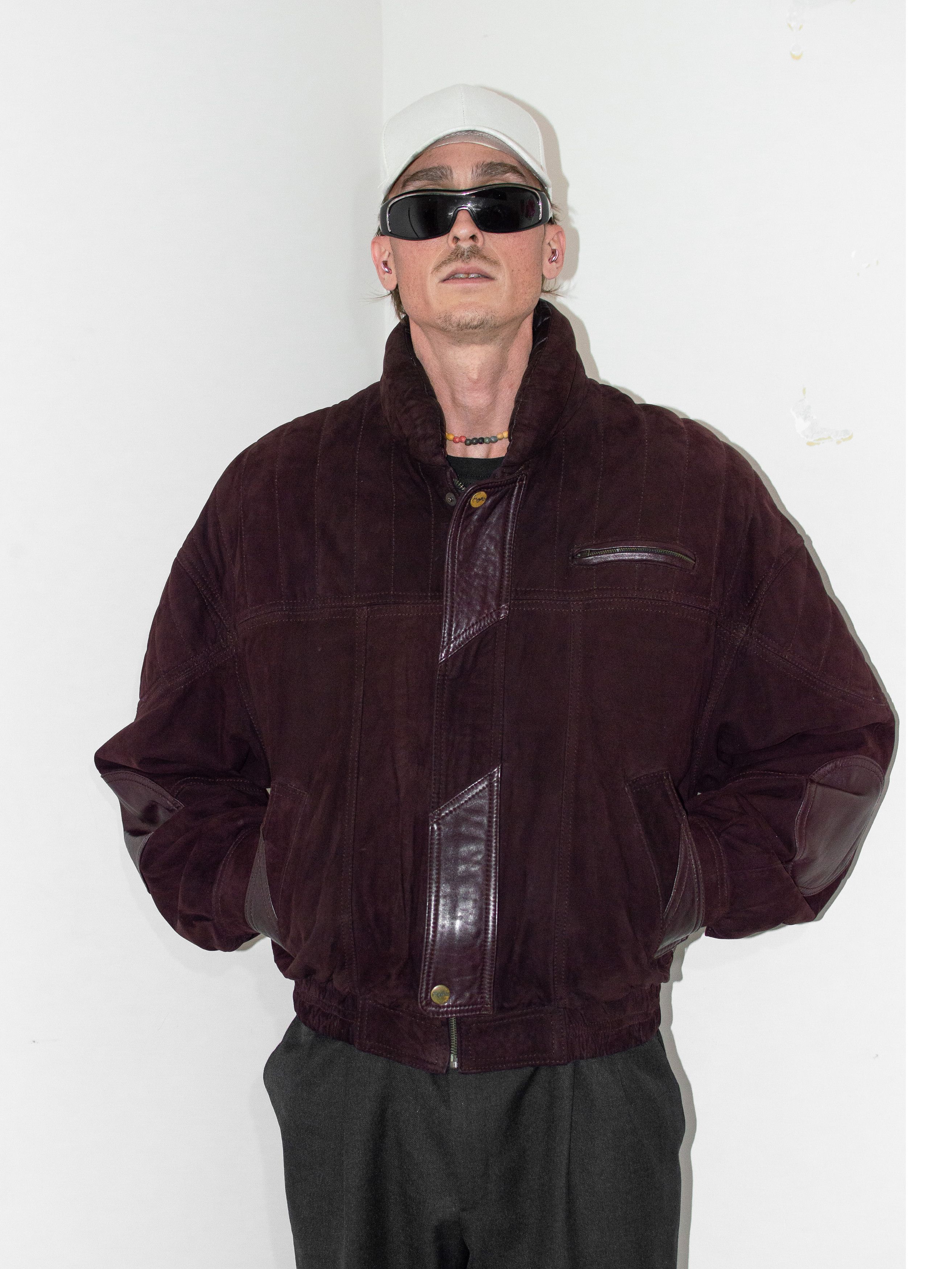 80s Vtg real suede leather bomber jacket