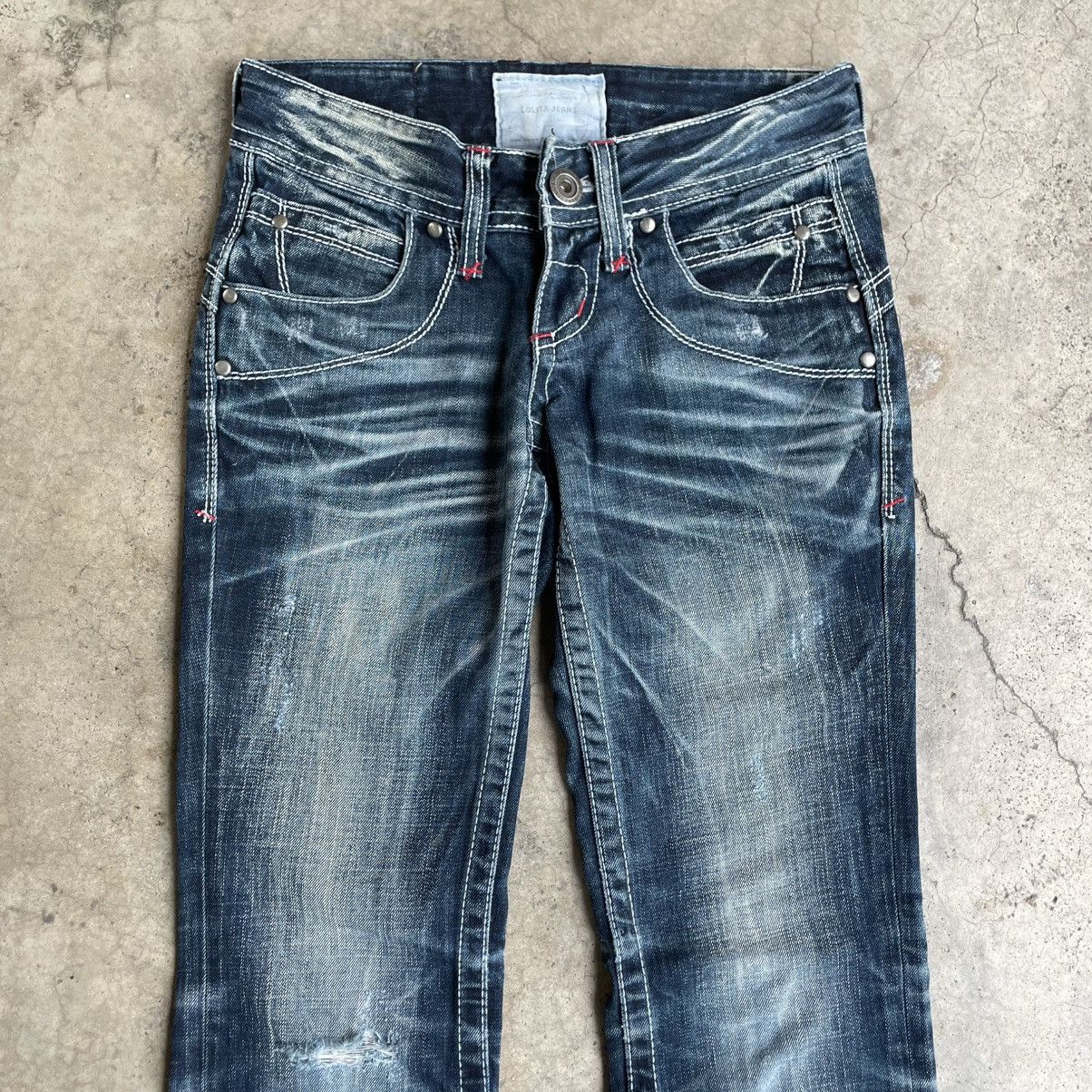 Japanese Brand 🔥🇯🇵Vintage Lolita Stoned Washed Women Denim Jeans Size 29" - 2 Thumbnail