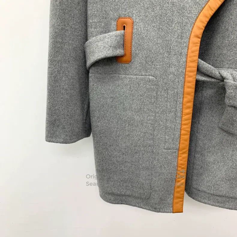 Hermes Hermes Grey Cashmere Side-Trimmed Long Sleeve Belted Wool Size XS / US 0-2 / IT 36-38 - 4 Thumbnail