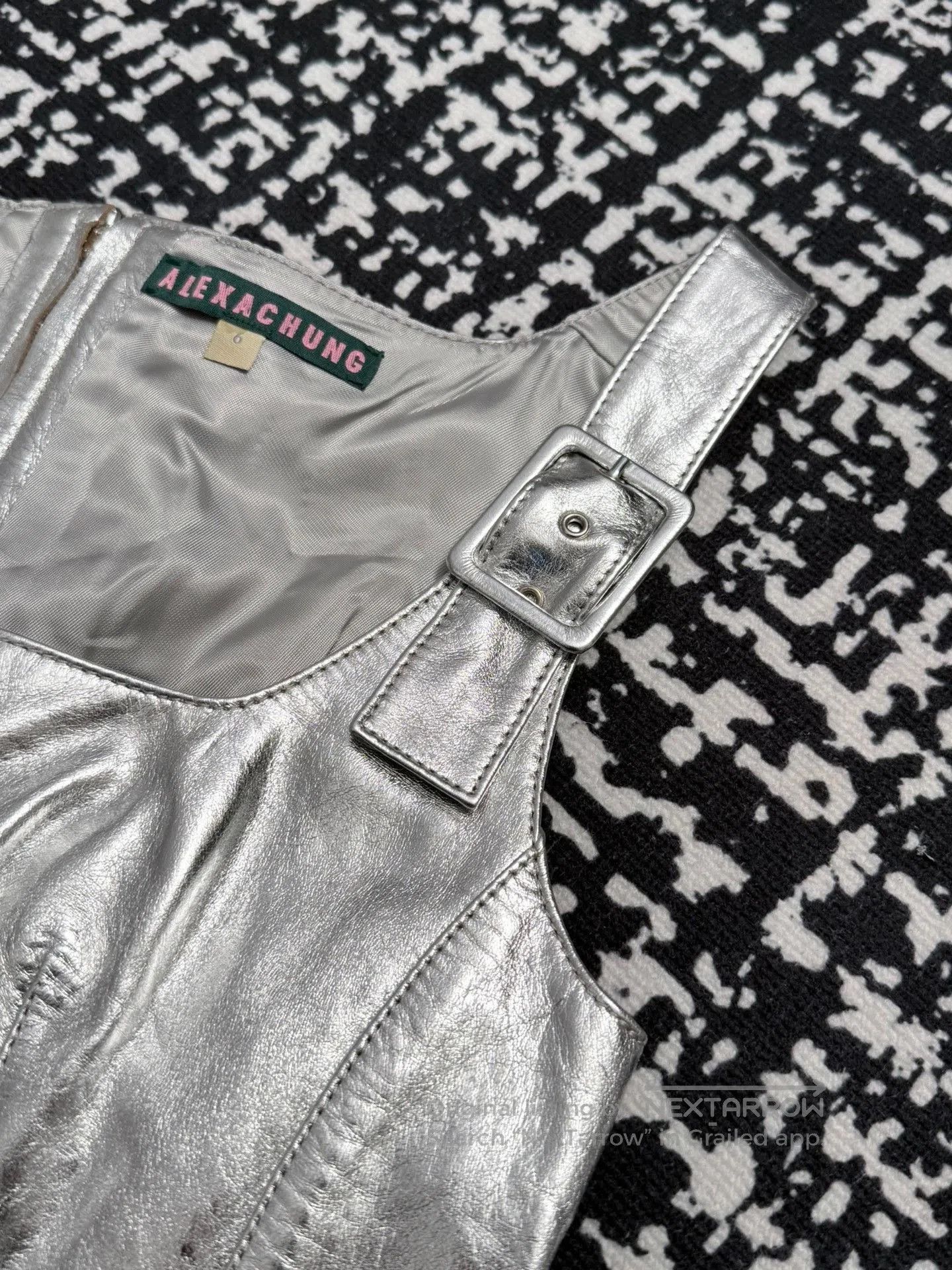 Alexa Chung ALEXACHUNG Metallic Leather Dress. Size M / US 6-8 / IT 42-44 - 4 Thumbnail