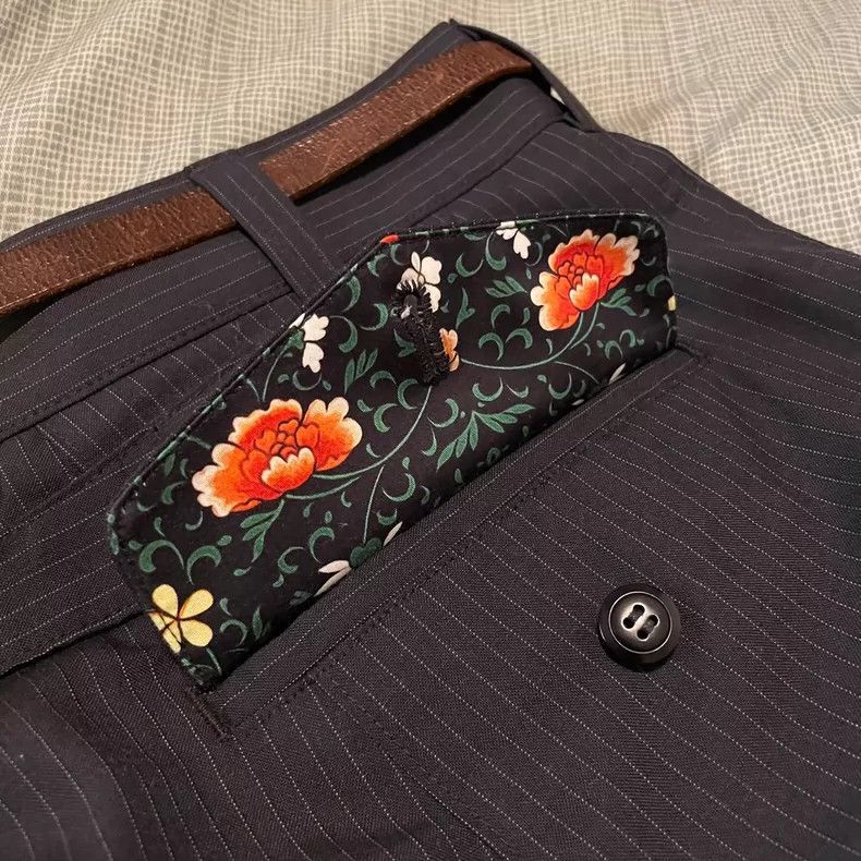 Junya Watanabe Junya Watanabe Wool Floral Stripe Cropped Pants Size US 26 / EU 42 - 5 Thumbnail