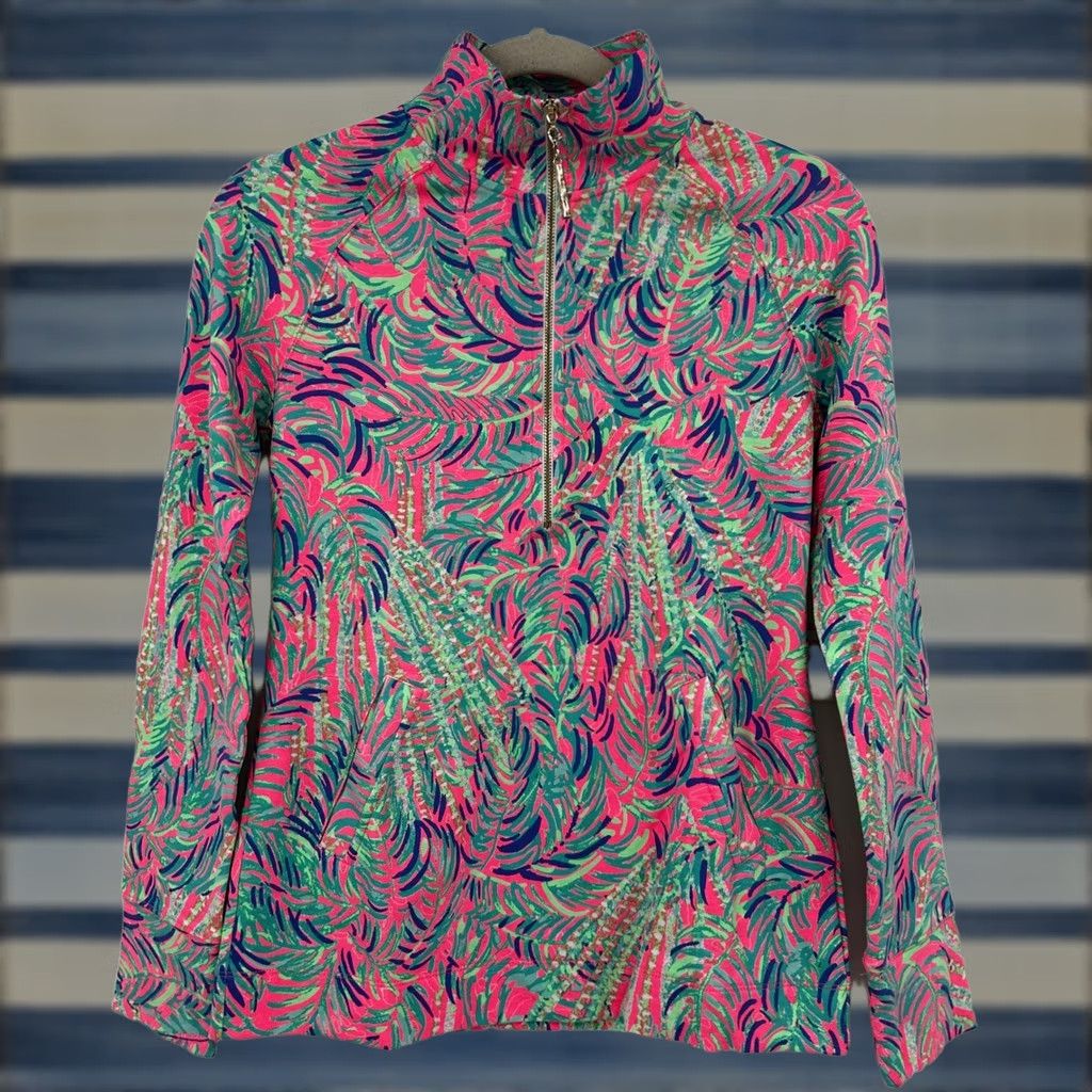 Lilly Pulitzer VINTAGE Lilly Pulitzer UPF 50 Skipper Pullover Top Pink Sunrise Lagoon Palm Leaf XXS Size XXS / US 00 / IT 34 - 1 Thumbnail