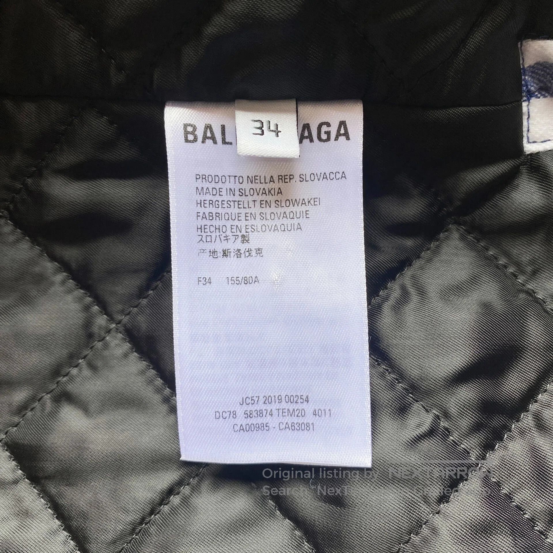 Balenciaga White Blue Checkered Shirt Jacket.