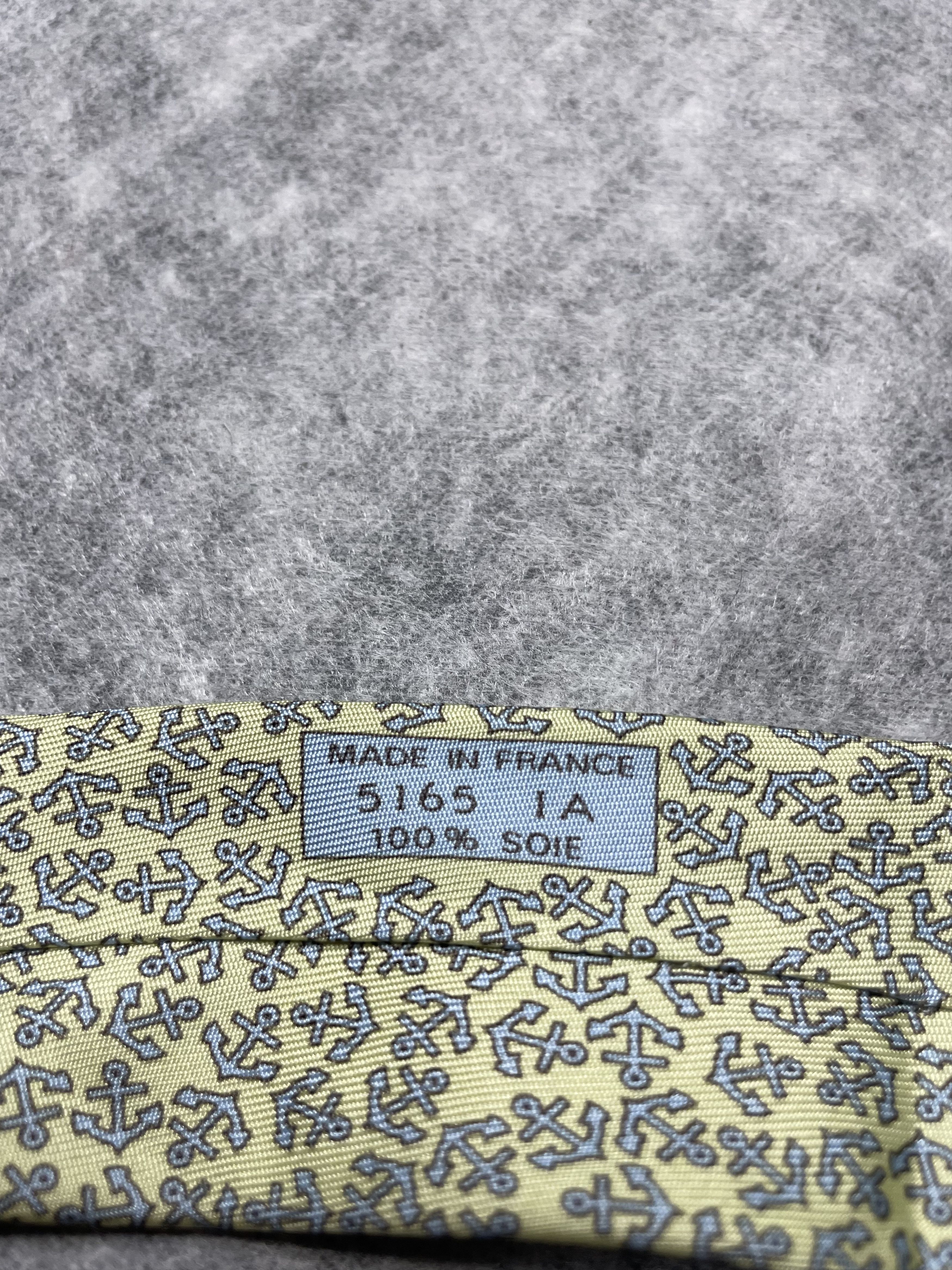 Hermes HERMES Paris 5165 IA Yellow Anchor Print Silk Tie Size ONE SIZE - 4 Thumbnail