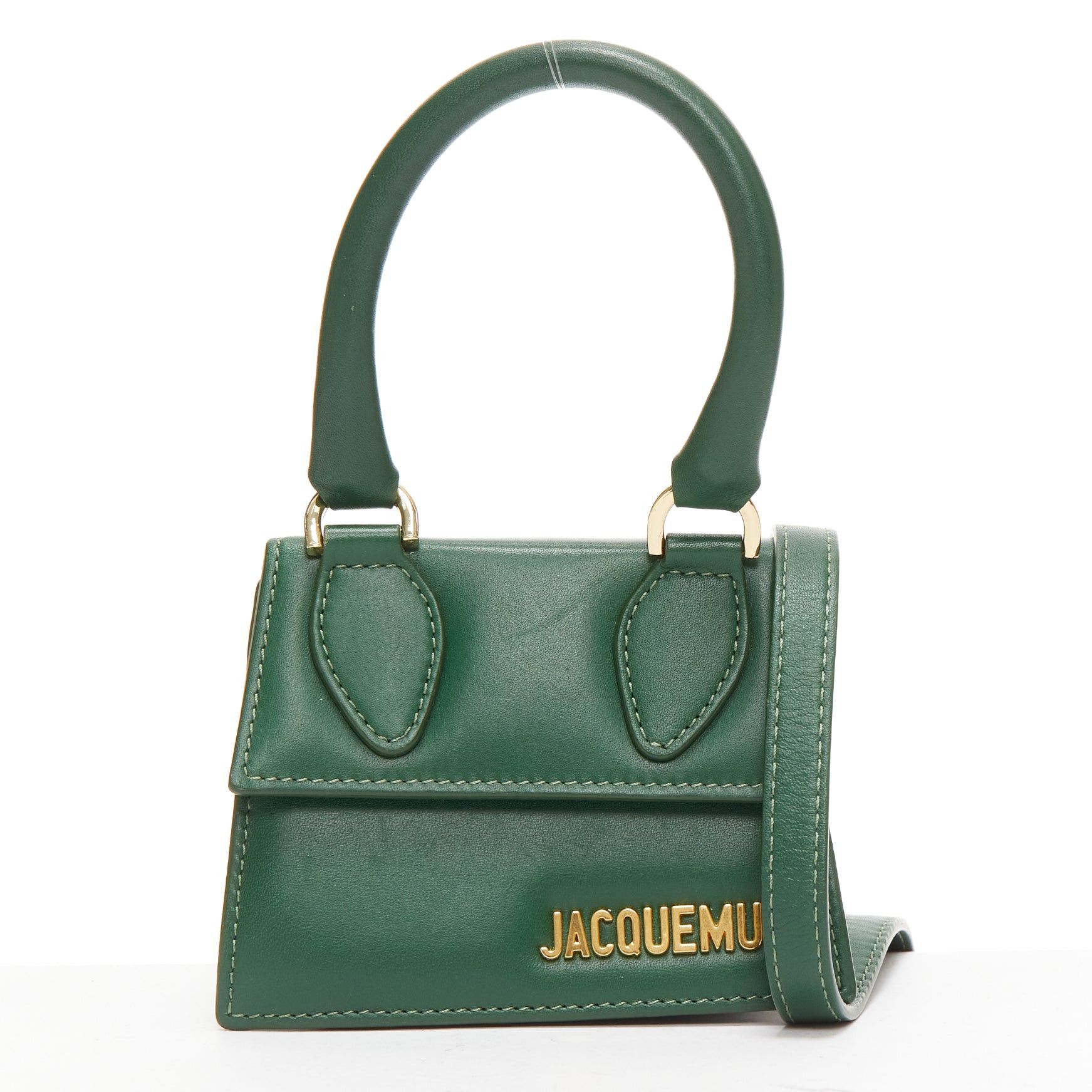 Jacquemus JACQUEMUS Le Chiquito green calfskin gold logo mini crossbody bag Size ONE SIZE - 1 Thumbnail