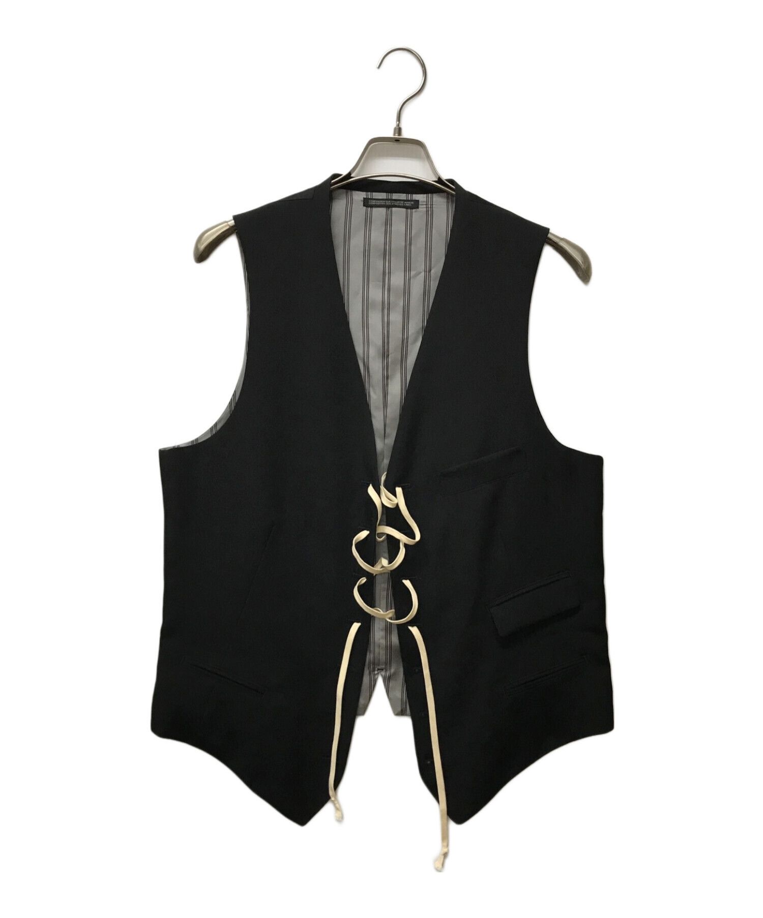 Yohji Yamamoto Yohji Yamamoto Pour Homme - W/Gabardine LACE-UP VEST Size US L / EU 52-54 / 3 - 1 Thumbnail