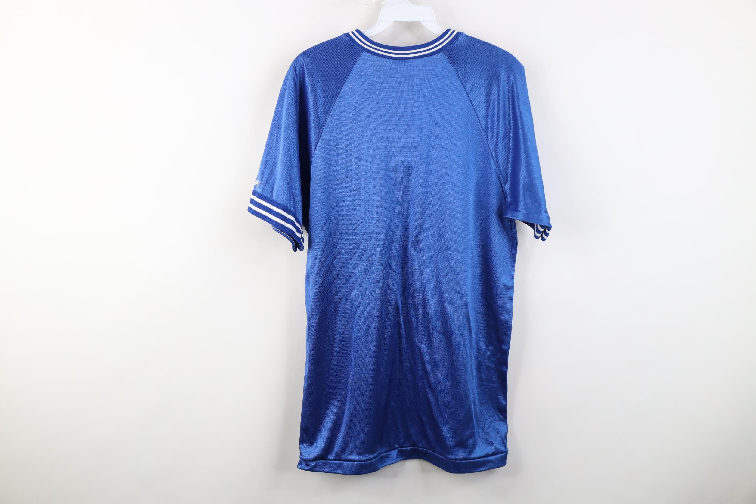 Vintage Vintage 80s 90s Silky Striped Ringer Henley T-Shirt Blue USA Size US L / EU 52-54 / 3 - 12 Thumbnail