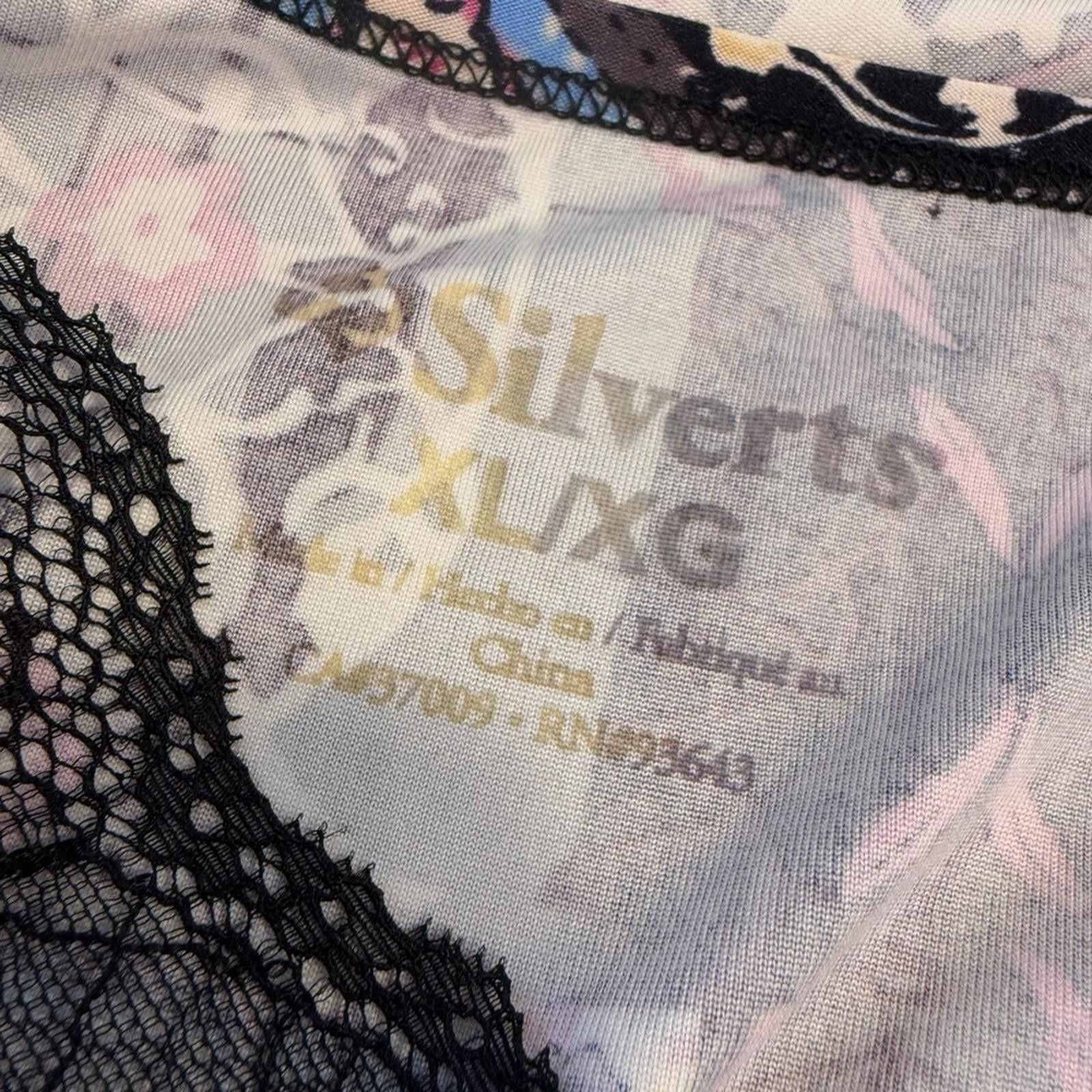 Sterling Silver Silverts floral paisley lace maxi nightgown black pink SZ XL Size ONE SIZE - 7 Thumbnail